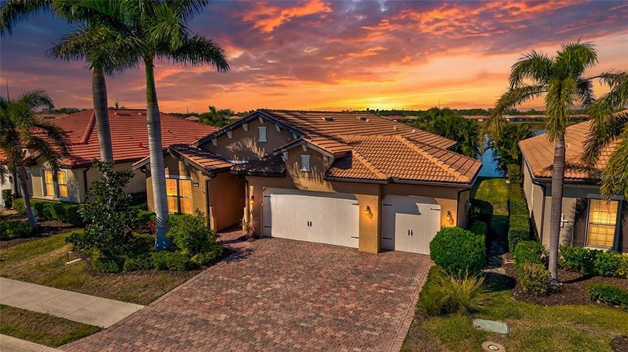 Welcome to your FURNISHED 4-bedroom PLUS den home in desirable Toscana Isles.  The star of this property is the spectacular sunset views overlooking the largest lake in the community. Serene views can be enjoyed from the oversized screened patio, great room, kitchen and primary bedroom.  Your move in ready home includes 3 interior bathrooms plus a convenient half bath within the extended screened patio. Luxury Vinyl flooring is found throughout the home. High ceilings, crown molding, tray ceilings and 6" baseboards give the home a wow-factor.  Slide open the PGT Windguard glass doors to bring the outside in for the best of Florida living.  There is plenty of closet space including an oversized walk-in closet in the primary suite, a separate laundry room, and a coveted 3-car garage with epoxy flooring.  Walk, take your golf cart, or kayak to the 8,000 sq. foot amenity center. Enjoy the infinity-edged resort sized swimming pool, play a game of pickleball, tennis or bocce ball, or spend time in the state-of-the-art fitness center.  Maybe relax with friends by the community fire pit or curl up with a book on the screened terrace connected to the lakefront activity center.  Toscana Isles has over 200 acres of interconnected lakes that can be used for kayaking, canoeing and fishing.  Best of all, you’re a quick trip to Nokomis Beach, Legacy Trail, Venice and Sarasota.  The new Sarasota Memorial Hospital Venice campus is just down the street.  Come visit Toscana Isles and capture a sunset showing from 159 Toscavilla Blvd and see why you’ll be ready to call this fabulous property your home.  Seller is open to possible Seller Financing.