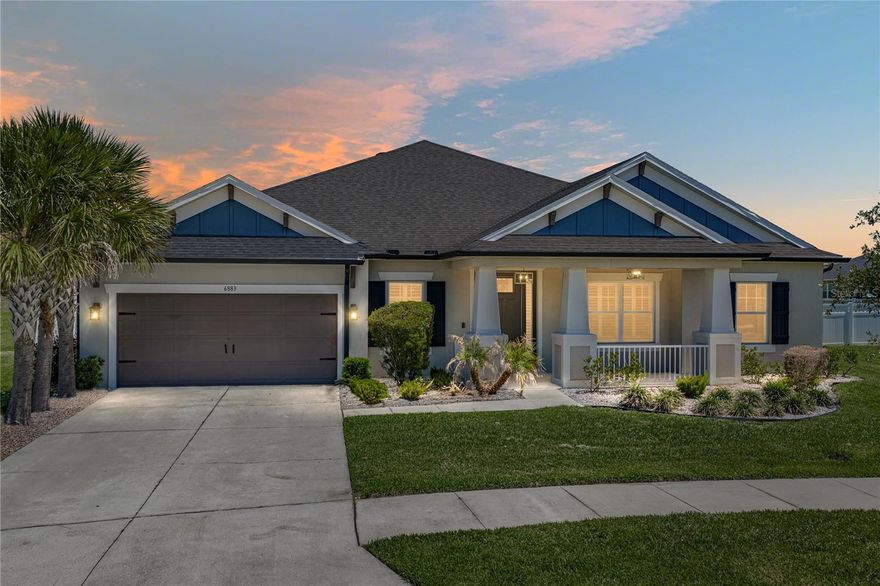 Resort-style Watergrass amenities, a backyard that feels like a secluded poolside oasis, and an expansive 4 bedroom 3.5 bath, 3 car garage home with a flexible floor plan awaits its newest owners inside the gated community of Bradbury. Arrive to a welcoming landscape, a craftsman-style exterior, and an inviting front porch, accented by tongue-and-groove wood ceilings. When you step inside, an elevated, spacious layout unfolds with crown molding, upgraded lighting, decorative wall moldings, and personal touches that make this house truly feel like a home. The sweeping open concept great room combines a generous living room, the gourmet kitchen, and an eat-in dinette with a built-in buffet- all overlooking the outdoor entertaining area and paver pool deck through recessed sliding doors. The kitchen features stainless steel appliances, including a double oven, a central island with a farmhouse sink and breakfast bar seating, pendant lights, a walk-in pantry with wooden shelving, a butler's pantry, and a timeless backsplash. An oversized formal dining room, a dedicated office, a half guest bathroom, and a large bonus room/media room add additional convenience and usable space for easy everyday living. The primary suite is separated from the secondary bedrooms for added privacy and offers backyard views, a large walk-in closet with built-in organizers, and a spa-like ensuite bathroom with two separate vanities, a customized walk-in shower, and a soaking tub. Bedrooms 2 and 3 share a full jack-and-jill style bathroom in between. The fourth bedroom is secluded near the bonus room and the third full bathroom, creating the ultimate guest suite. Outdoor living never looked so peaceful and fun! The tongue-and-groove covered back patio houses the open-air bar, and it opens beautifully to the heated saltwater pool. This pool was thoughtfully designed to offer waterfall accents, a swim-up table, and a built-in lounge chair, all overlooking the privacy-fenced yard. A playground and putting green are comfortably placed in the yard, and there is still plenty of open, lush lawn to enjoy. Living here means having all of these amenities at your fingertips, while still being just a short stroll to community pools, playgrounds, dog parks, clubhouses, sports courts, and more. Call us today for your private showing of a spectacular home you do not want to miss!