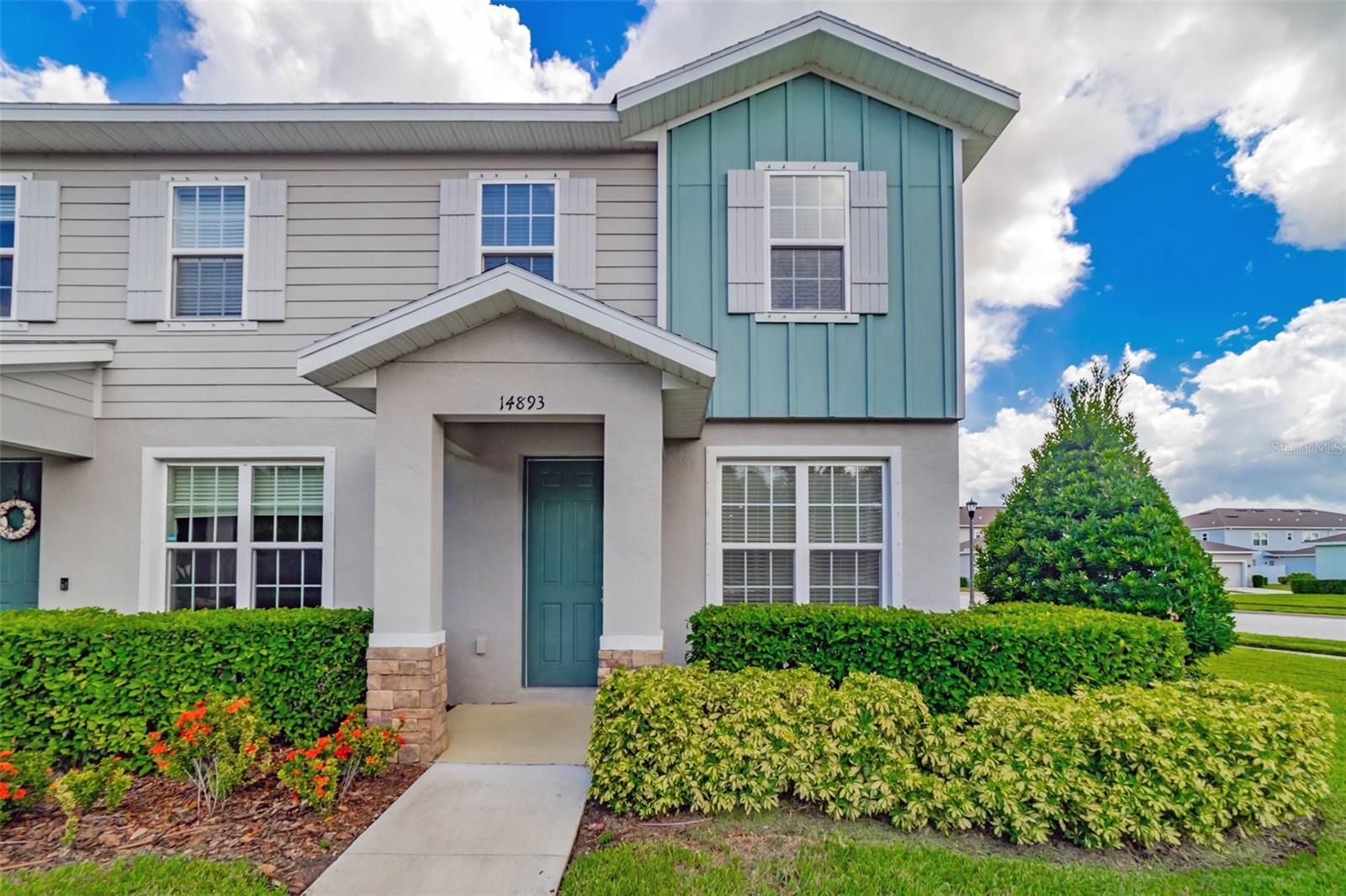 END UNIT** in this beautiful community accross from the Pond with a beautiful fountian. This townhome is located in the highly sought-after Asturia community in Odessa, Florida. This two-story home features 3 bedrooms, 2.5 bathrooms, with open-concept which will make you feel like home as soon as you enter. This home is styled with everyday functionality. Step inside this bright beauty. Sun flows through the gourmet kitchen with granite countertops, 42-inch espresso cabinetry, stainless steel appliances, a walk-in pantry, and an oversized center island perfect for cooking, entertaining, or casual dining. The spacious living and dining areas flow seamlessly, ideal for hosting family and friends. A convenient half bath on the main level adds extra functionality. Upstairs, the owner’s suite a walk-in closet, and an elegant en-suite bath with dual vanities, solid surface counters, and a beautifully tiled walk-in shower. Two additional bedrooms, a full guest bath, and a dedicated laundry closet with high-efficiency washer and dryer complete the upper level. But the best part—according to the sellers—is the location. Being an end unit, you will have a huge side yard for playing ball, tag and chasing lightning bugs. This community has luxury in mind, as the the resort-style pool, clubhouse, and fitness center feels is if you're at a five star resort. Your backyard has a fully fenced, oversized private patio with brick pavers is perfect for summer BBQs or relaxing under the stars. Just beyond, a detached two-car garage provides ample storage and secure parking. Living in Asturia means access to a vibrant community with zero-entry pool, modern fitness center, playgrounds, dog parks, walking trails, and beautifully maintained green spaces. The HOA covers exterior landscaping, making life here truly low-maintenance. Zoned for top-rated Pasco County schools and ideally situated just off SR-54 with quick access to the Veterans Expressway, this home offers an easy commute to downtown Tampa and Tampa International Airport. You’ll also be minutes from popular spots like Starkey Market and a variety of shops and restaurants.