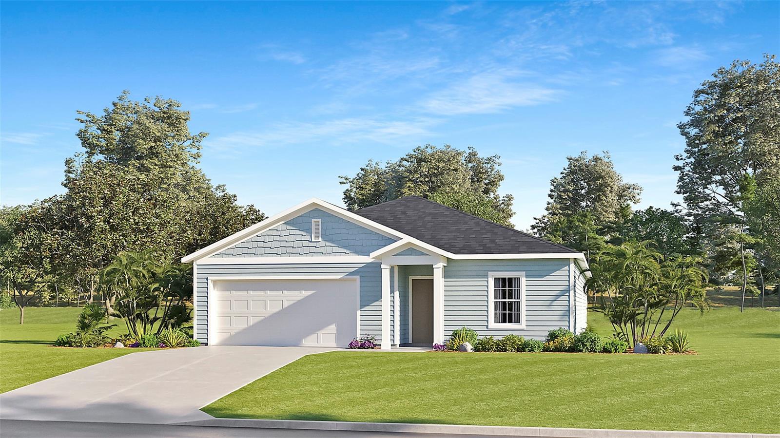Under Construction. Step into relaxed, modern living with this brand-new single-story home designed for both style and ease. The open floor plan invites seamless flow between the kitchen, dining, and living areas—perfect for everyday moments or weekend gatherings. Sliding glass doors open to a covered lanai, blending indoor comfort with outdoor enjoyment. The attached garage adds convenience and storage. Nestled in a growing Alachua community just minutes from UF, local shops, and dining.