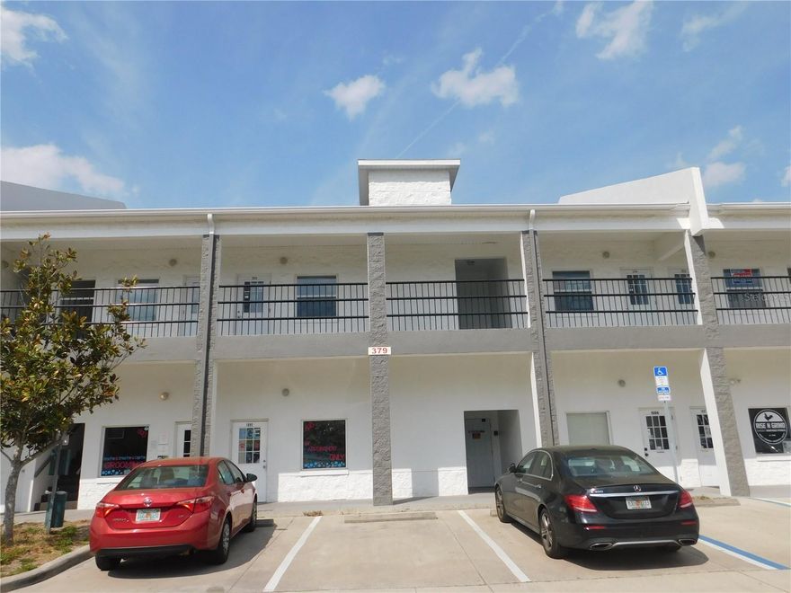 1 of 5 commercial spaces available in OVIEDO just blocks from the new Oviedo Epicenter, Oviedo on the Park.  Some units may be divided or possibly combined. This Unit is one open space with a private bathroom and is located on the 2nd Floor. Elevator and stair access are both available. Units are zoned CM with permissible uses of (Office, Professional, Retail, Meeting/classroom etc). Each unit has 1 or 2 individual bathrooms. Signage is permitted on individual storefronts as well as the monument sign adjacent to Broadway Street. Owner pays water, trash, sewer. Tenants pay electric, cable, internet and phone.  Tenant will be charged a commercial base rent, sales tax on the commerical lease plus proportionate share of a small CAM and property tax reimbursement.  Landlord may be willing to negotiate rents based on "as is" occupancy or negotiate for buildout/discounted rent incentives.