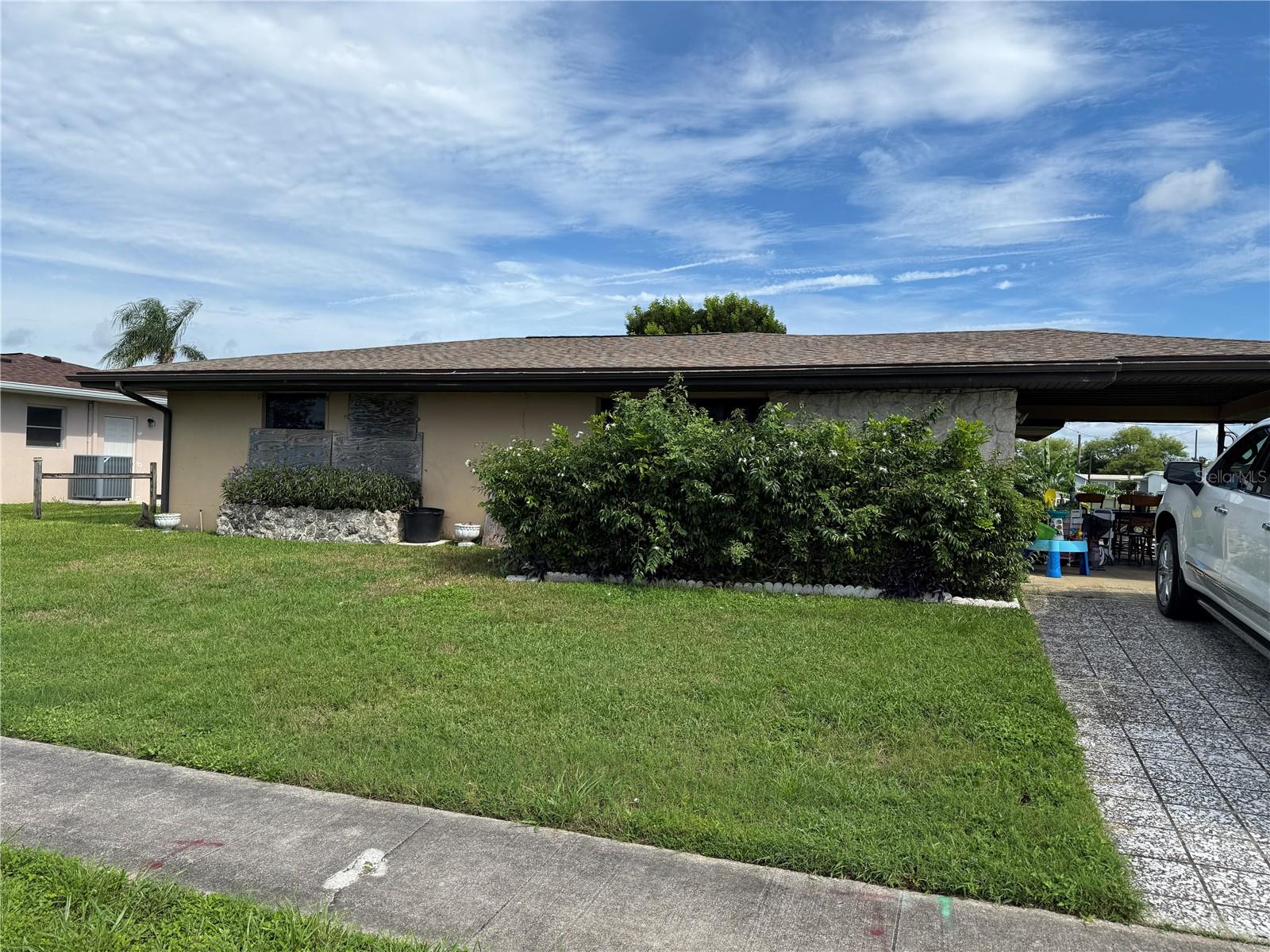 Diamond in the rough. Now is your chance to put some sweat equity and turn this home into your place in Paradise. This home is being sold as is where is without repair. The home had a new roof put on right after hurricane Ian. This little gem overlooks a freshwater canal. There is a building spa on the lanai. Make your appointment today before it’s too late.