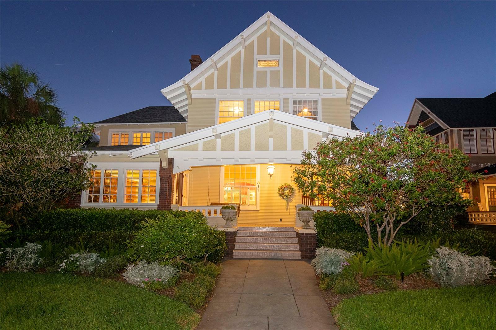 Move right into this cheerful historically preserved Bungalow Style home in Hyde Park’s highly sought Golden Triangle, situated 1.5 blocks to Tampa’s iconic Bayshore Blvd. and 3 blocks to Hyde Park Village with a collection of beautiful shops and flavorful restaurants. Make yourself at home on the expanded front porch and relax with your favorite beverage while connecting with friends in the neighborhood. The home enjoys 4 bedrooms / 2.5 bathrooms plus a 3 rd floor completely air-conditioned bonus room (one could create additional bedrooms and baths) and includes loads of details commensurate with a period home, i.e., high ceilings; loads of wainscoting, built in china cabinets; rich hardwood flooring, etc. The home has had numerous improvements over the years with a Chef’s Delight kitchen with Subzero refrigerator and refrigerator drawers and Thermador Gas Cooking with butler’s pantry; center island; a full walk in pantry and connects seamlessly to the family room that leads to a lovely screened porch and a private, relaxing and enchanting backyard and pool area. A cozy sunroom, adjacent to the formal living and dining rooms is perfect for an afternoon nap, as an office or a great place to work out or do yoga. The 2 nd floor contains bedroom spaces, with the primary bedroom being oversized with not just 1 but TWO walk in closets with closet organizers, a separate office area, and a private balcony overlooking the pool. The hall bath has been maintained in the 1920’s period with sold cast iron tub; original fixtures, tile and a walk in shower. The 3 rd Floor finished, air-conditioned bonus room is nearly 1,000 sf and is perfect as a game room and teenage hangout (a Florida basement of sorts). Completing this beautiful package is an oversized detached 2-car garage; a newer roof and air conditioning system. So, what are you waiting for? Make an appointment today before it’s gone!