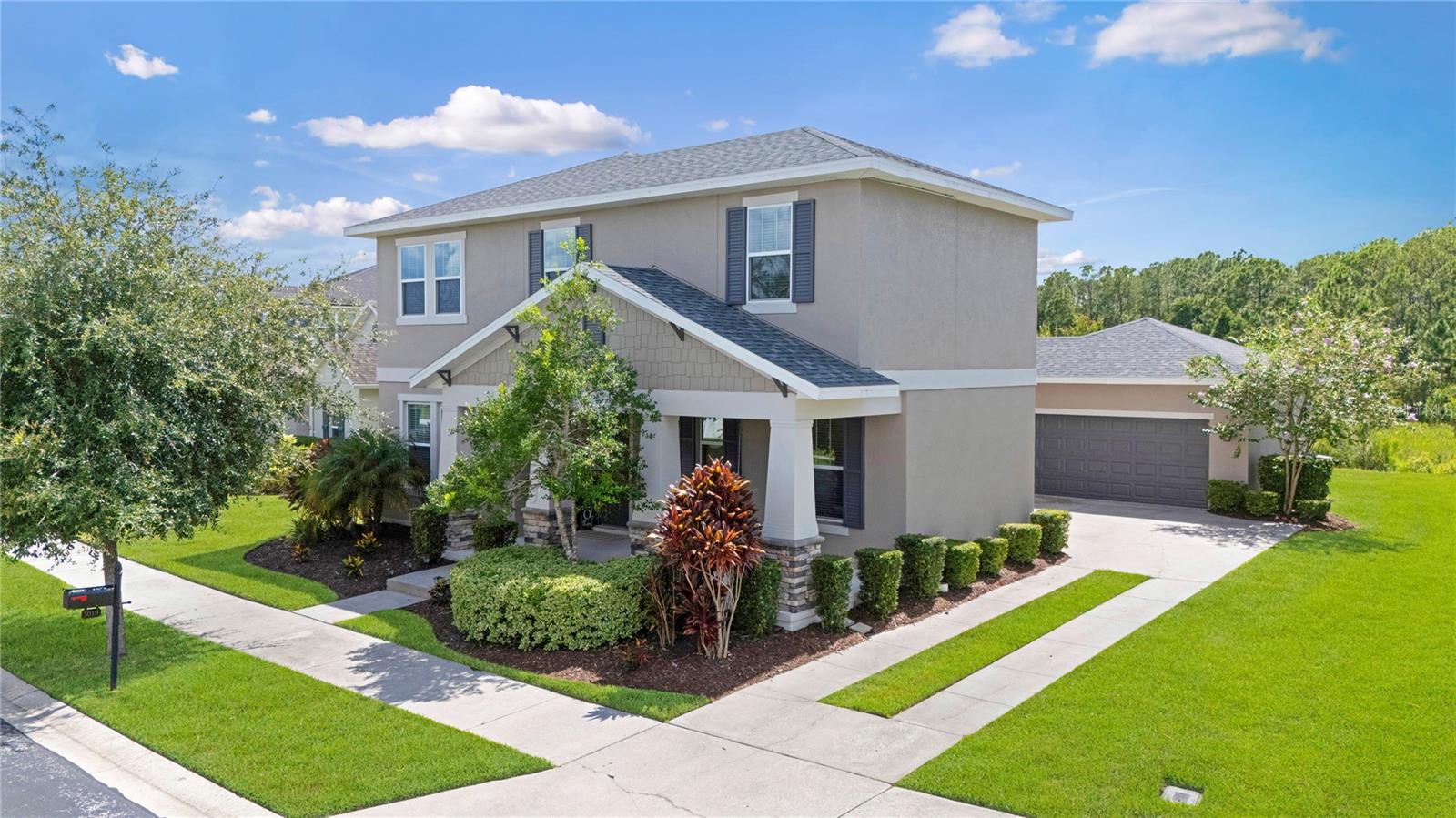Wesley Chapel ~ Immaculate & Stunning 4-bedroom 2.5 bath with OFFICE & BONUS ROOM & 2-car rear entry garage on a gorgeous CONSERVATION homesite. Contemporary style interior with a touch of farmhouse features. New exterior & interior paint including ceilings. NEW ROOF, INTERIOR & EXTERIOR PAINT, BRAND NEW LUXURY PLANK VINYL flooring THROUGHOUT all in 2025. Interior duct work thoroughly cleaned & upgraded with UV lighting. Welcoming entry way with a neighbor friendly front porch. Open foyer with ELEGANT curved staircase & LPV stair treads complemented with painted wood handrail & spindles. On the first floor to the right is a large OFFICE with decorative 8’ GLASS DOORS & storage closet. Large formal dining room with upgraded light fixture & PALLET WOOD WALL. A TIMELESS kitchen with 42” Upper ANITQUE DOOR PANELS, decorative split-faced STONE BACKSPLASH, GRANITE, STAINLESS STEEL appliances including a DOUBLE OVEN, range, microwave, dishwasher, & French door refrigerator, goose-neck faucet, large pantry & butler's pantry. Great for entertaining is the Large GREAT ROOM with natural lighting overlooking the conservation. Enjoy the sunsets with the large screened-in lanai. Plenty of room to add a pool with 6’ PRIVACY FENCE on both sides. First floor powder bath & additional storage under the staircase. All bedrooms are on the second floor for additional privacy. Spacious primary bedroom with an OVERSIZED WALK IN CLOSET. En-suite with SEAMLESS GLASS large walk-in shower, DUAL SINKS WITH QUARTS COUNTERTOP & linen closet. 3 spacious secondary bedrooms with nice size closets. Secondary bathroom with QUARTZ COUNTER, dual sinks & hall linen closet. 2nd floor laundry and bonus room perfect for extra play space, media room, gaming, homework stations, home theatre room, hobbies, arts & crafts & more!!! Well placed rear garage with direct entrance to the home & a deep driveway. This home is in like-new condition & ready for immediate occupancy. Stunning neighborhood loaded with conservation areas & amenities such as basketball court, 3 parks, 3 pools, splash pad, barbeque areas, club house, & more! Just minutes from medical & dental facilities, pet venues, WireGrass Mall, Publix, Outlet Mall, I-75, Bruce B Downs, StarBucks, eateries, banks, & much more!!! Call today for your PRIVATE showing!!