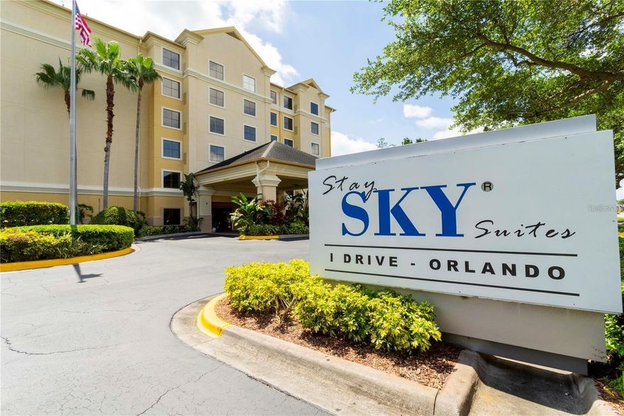 Incredible investment opportunity just 8 minutes from EPIC Universe and 10 minutes from the Orange County Convention Center! This fully furnished 1-bedroom, 1-bathroom condo-hotel unit at SKY SUITES combines prime location, resort-style amenities, and high rental demand. With a private bedroom, living room with sleeper sofa, dining area, and fully equipped kitchen (refrigerator, microwave, stovetop, dishwasher, cookware and utensils), this unit offers everything for comfortable short-term stays. Guests enjoy two TVs, high-speed internet. The resort features an outdoor pool and jacuzzi, 24-hour fitness center, arcade, basketball court, and free parking. Just minutes from Walt Disney World, Disney Springs, Universal Studios, International Drive, SeaWorld, top shopping centers, and Orlando International Airport. With strong appeal to both vacationers and business travelers, the location drives consistently high occupancy rates and impressive rental returns. Short-term rentals are allowed, and with a remodel, this unit has the potential to double its income. A turn-key property with incredible upside—schedule your private showing today!