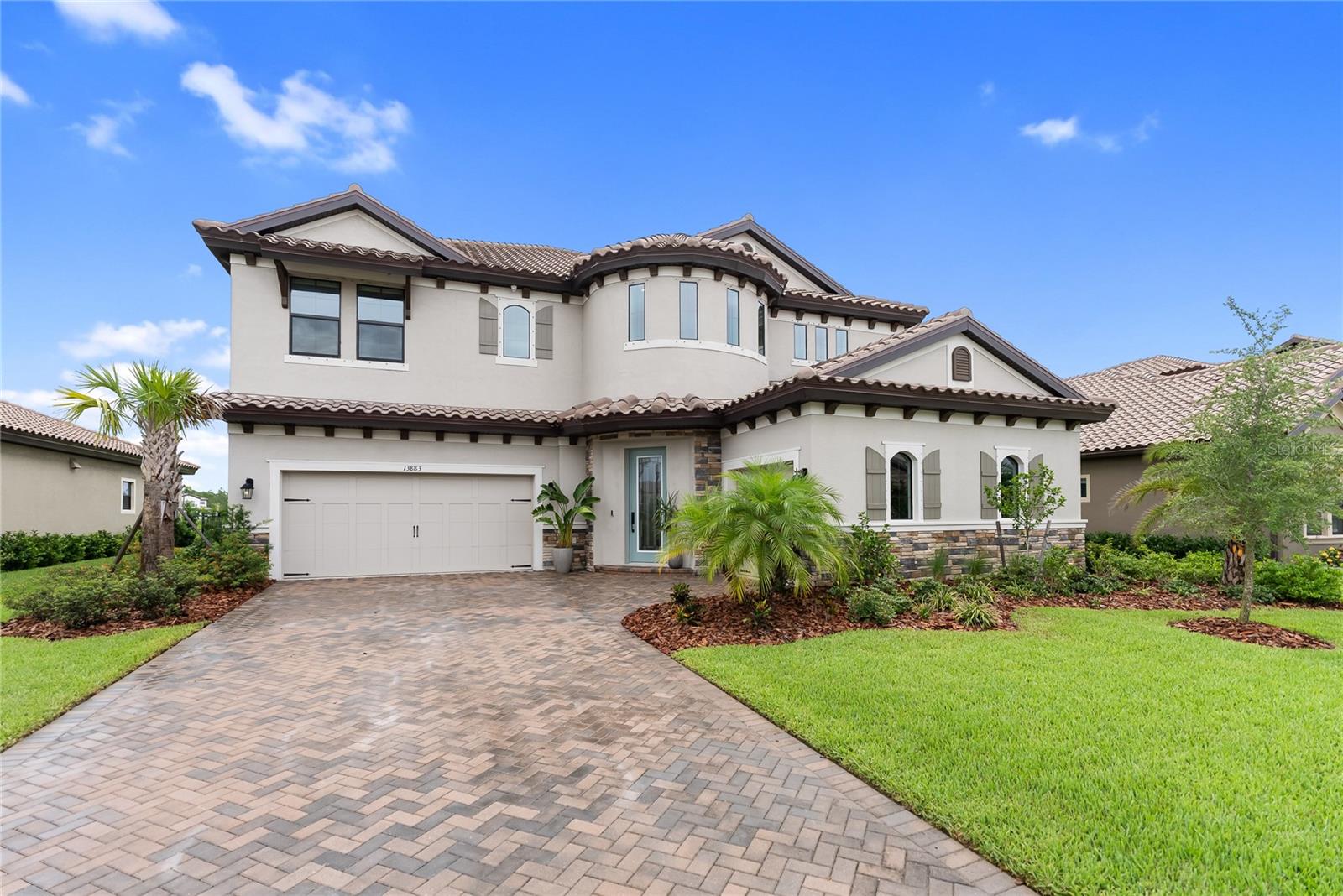 SELLER INCENTIVE- (UP TO $15,000 towards closing costs and/or rate buy down. PLEASE CONFIRM DETAILS WITH SELLER, SELLER IS LICENSED REAL ESTATE AGENT)
Offering over 4,200 sq. ft. this 3 car, 5 bedroom, 4.5 bath home was designed to impress. With great attention to detail inside and out. This home features striking curb appeal with a rotunda front entry, ornate glass front door, tropical landscape and split garage design. The 2 story foyer welcomes you with a soaring double circular tray ceiling. Upon entering the oversized foyer you will see an office with glass doors, modern style dining room which leads the way to a luxurious gourmet kitchen, with expansive island, quartz countertops, and an upgraded table extension for even more seating. This kitchen features an abundance of 42" cabinets and drawer space, as well as under island cabinet storage. Pantry- walk in with frosted glass door. Kitchen appliances include a gas cooktop with vented hood, microwave with convection oven and refrigerator. The kitchen overlooks the grand family room. The family room has 8' sliders off the back which offers serene views of the preservation area. There is also a bedroom/guest suite on the first floor and full bath. Covered Lanai on first floor is rough plumbed and has a gas rough in for a future summer kitchen, fenced in backyard. As you come up the eloquent stairway, the 2nd floor boasts the Owner's Retreat and opulent bath. The Owner's bath includes an oversized, free standing soaking tub, glass enclosed shower, with dual shower heads. One being a rain shower head and his and hers walk in closets. You will also find 3 more generous bedrooms and 2 full baths, one featuring a Jack and Jill style bath. This home also includes a sizable bonus room with rough in for wet bar and access to the 2nd floor screened in balcony. Great for entertaining and taking in the scenic views. The Laundry room comes with a laundry sink. The washer, dryer are included in the sale. Crosswind Ranch offers a variety of amenities. Residents will enjoy a resort-style community pool, open-air cabana, pocket parks, and scenic water and conservation views. Further amenities may include a community amenity center, pickleball courts and trails. Crosswind Ranch is conveniently located to top area schools, Tampa, St. Petersburg, Sarasota and the Gulf Coast's beautiful beaches.
This home is even better in person! Popular Madeira III floor plan. Schedule your private tour today!!!