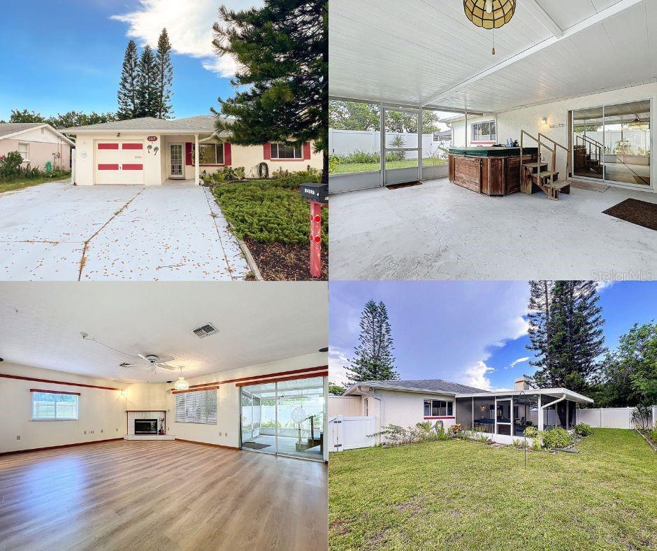 Spacious 3-Bedroom, 3-Bath Home in Holiday – No Flood Zone, No HOA!
Welcome to this generously sized 3-bedroom, 3-bathroom home ideally located in Holiday—just minutes from shopping, dining, and the beach, yet high and dry with NO flood insurance required! With NO HOA, you have the freedom to truly make this property your own.
This home offers ample parking with an oversized driveway in front of the garage, plus a second driveway on the north side—perfect for your RV, boat, or additional vehicles. Step inside to a large, versatile front room that can serve as a second living area, office, or playroom. Two well-sized bedrooms and a full bathroom are also located at the front of the home.
The spacious kitchen opens to the formal living room, featuring a cozy wood-burning fireplace, ideal for relaxing evenings. Nearby, you’ll find the second full bathroom with a walk-in shower. At the rear of the home, the expansive owner’s suite includes a walk-in closet, plenty of space for a king-sized bed, and a private ensuite bath with a walk-in shower.
Step out back to enjoy your evenings on the screened-in lanai, complete with a hot tub—perfect for enjoying Florida breezes without the bugs. The fully fenced backyard offers a generous green space for pets, play, or entertaining.