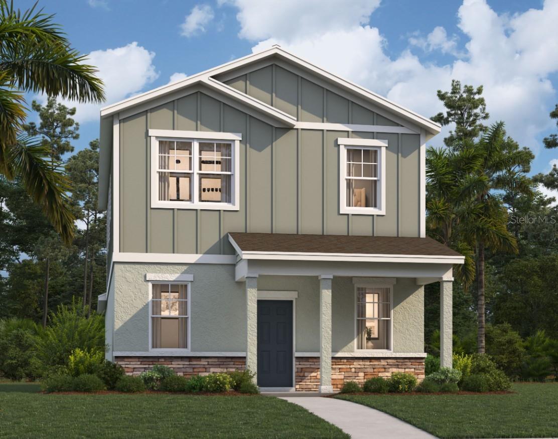One or more photo(s) has been virtually staged. Under Construction. Discover the perfect location at Spring Walk at the Junction in Volusia County. Conveniently located just 5 miles from Seminole Town Center and within a short distance of a future Publix shopping center, living at Spring Walk provides easy access to everyday amenities. The DeBary Sunrail Station is just 0.6 miles away, connecting you to a 61-mile commuter rail system from DeBary to Downtown Orlando, Kissimmee, and Poinciana. Quick access to major transportation routes like US 17, I-4, the Central Florida Greenway, the Wekiva Parkway, and SR 46 makes for effortless commuting. Sanford International Airport is just 15 miles away for frequent travelers. Spring Walk at the Junction not only offers convenience, but also a lifestyle. Walk to Gemini spring, bike trails, playgroup, dog park, spring to kayak, grills with pavilion, camping , all under shade in beautiful park. Homeowners will enjoy a 7-minute drive to the Central Florida Zoo and Botanical Gardens. Boat access to the St. John’s River just 3 miles away—perfect for fishing and boating enthusiasts. Experience the best of Florida living at Spring Walk at the Junction.
Stanley Martin presents the Newcomb, a new two-story single-family home design with a smart open-concept layout, a two-car rear garage, and energy-efficient features ideal for both entertaining and relaxing. On the first floor, enjoy a spacious kitchen with a walk-in pantry for extra storage, a dining area, a living room, and a powder room, plus a covered lanai. Upstairs, explore a primary suite with a walk-in closet, a bathroom with a double vanity, and a conveniently located laundry room to avoid carrying laundry. Enjoy a flex room with endless storage and entertaining opportunities, along with two additional bedrooms upstairs for family or guests. Newcomb strikes a harmonious balance between low-maintenance living and the spaciousness of a single-family home.
