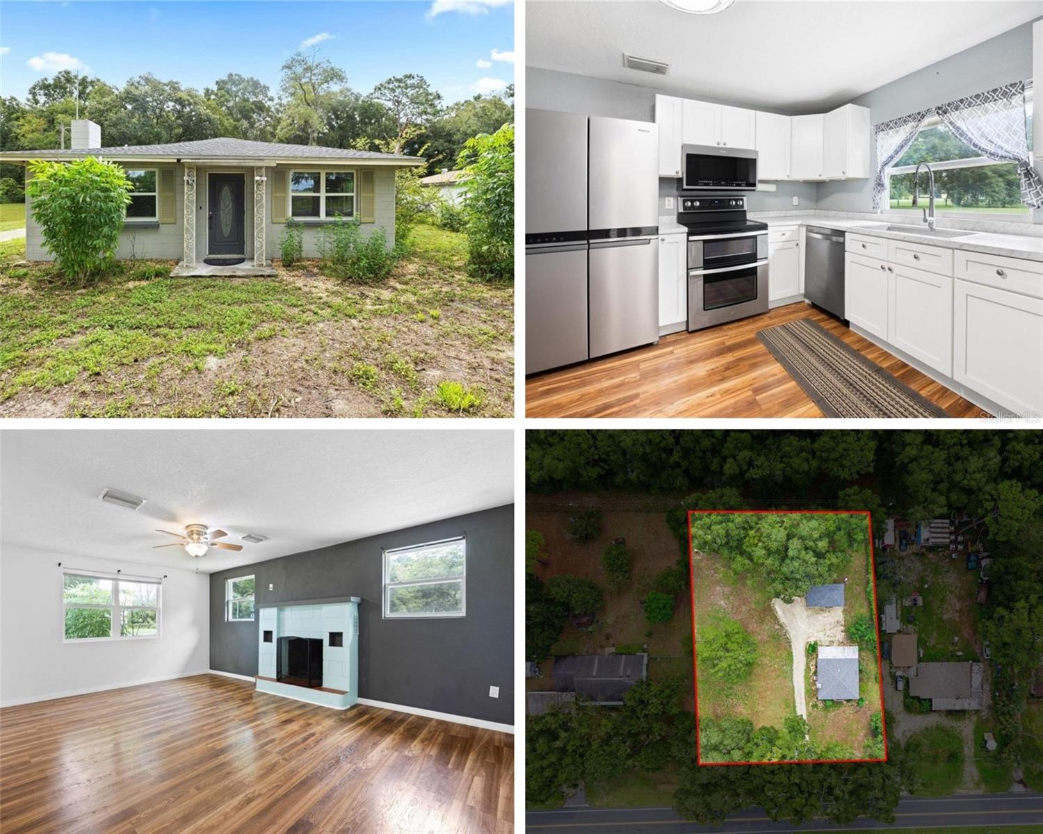 Discover this charming 2-bedroom, 1-bathroom home in Dunnellon, featuring a flexible bonus room perfect for an office, nursery, or creative space. The home offers a warm and inviting atmosphere with abundant natural light and a functional layout. The living area includes a decorative fireplace, adding cozy character, and flows into a bright kitchen equipped with ample cabinetry, updated appliances, and a unique double oven. Both bedrooms are comfortably sized with walk-in closets, and the primary bedroom includes the added bonus room for extra versatility. Outdoors, enjoy a spacious yard ideal for gardening or outdoor activities, along with a detached laundry room and shed for additional storage. Recent upgrades between 2016 and 2022 include a newer septic, roof, updated HVAC system, modernized electrical panel, and plumbing improvements, offering peace of mind and reduced maintenance. Conveniently located near local shops, dining, and outdoor recreation, this property presents a wonderful opportunity for first-time buyers, those looking to downsize, or investors seeking a well-cared-for home.