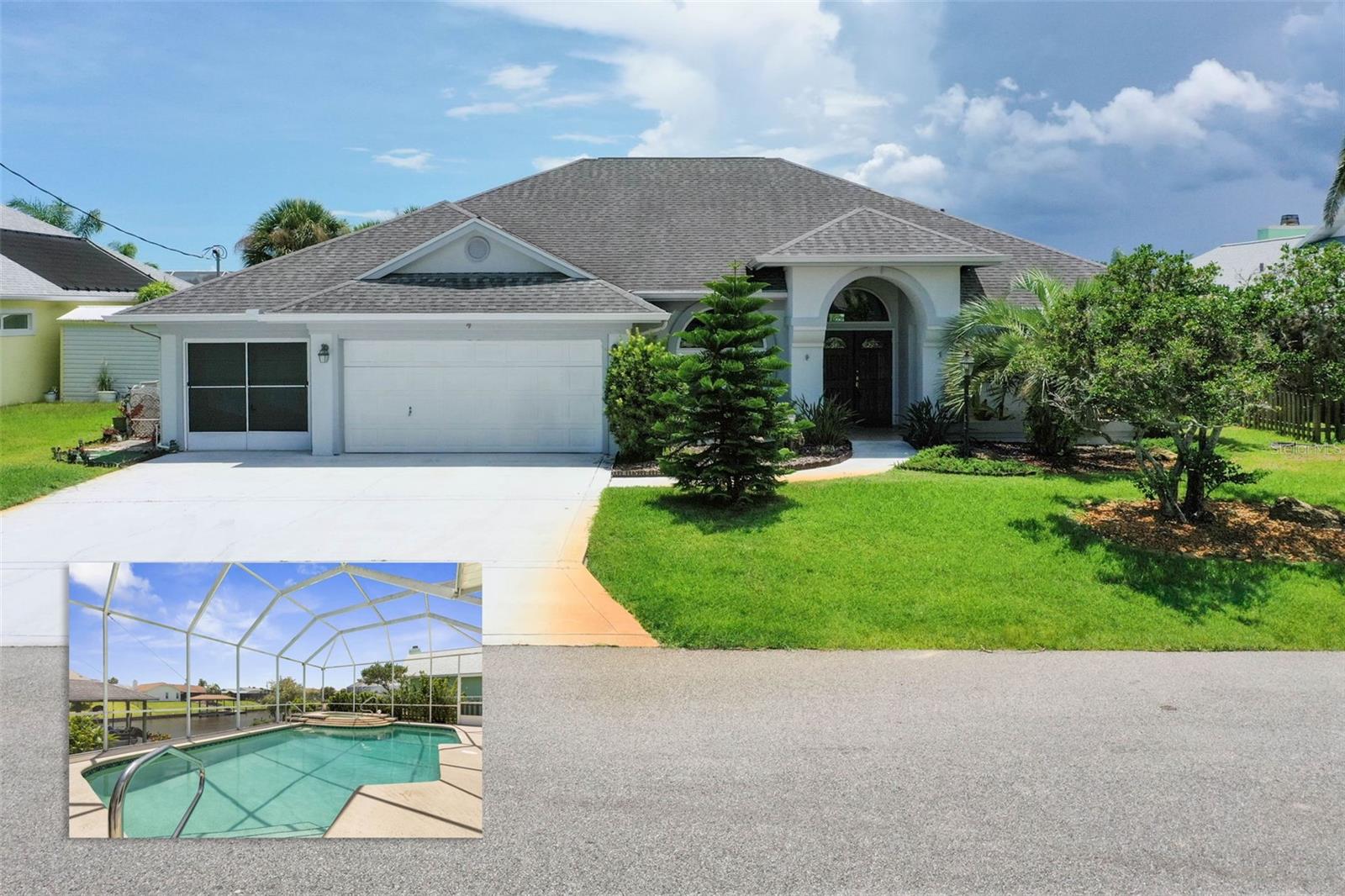 Experience waterfront living in this exceptional pool home available for lease in the Palm Harbor community of Palm Coast! This three-bedroom, two-bath residence features an open layout filled with natural light and elegant finishes throughout, including hurricane impact windows. The chef-inspired kitchen boasts travertine floors, granite counters, a cooking island, breakfast bar, a a pantry; seamlessly connecting to the dining and living areas. Travertine and wood flooring extend throughout the living spaces and bedrooms, complemented by ceiling fans. The primary suite provides a serene retreat with a spacious en suite featuring dual sinks, a garden tub, separate shower stall, built-in shelving, skylights, and a walk-in closet. Additional bedrooms deliver comfort and versatility. Step outside to a private screened pool overlooking the saltwater canal, complete with a dock and covered 10,000-lb boat lift. A three-car garage and thoughtful details throughout enhance the convenience and sophistication of this remarkable home. Enjoy effortless access to the Intracoastal Waterway, just minutes by boat from your private dock, and proximity to beaches, dining, shopping, and outdoor recreation.
