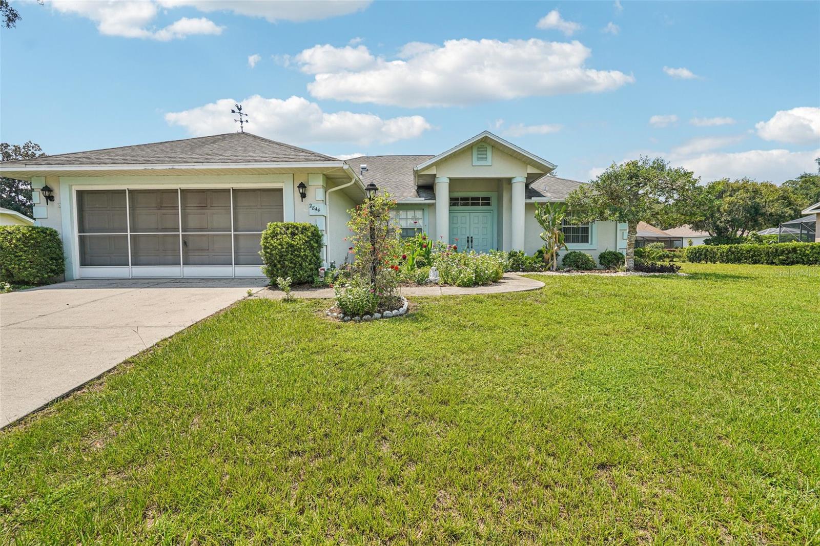 Welcome to this inviting 3-bedroom, 2-bathroom pool home in the desirable community of Canterbury Lake Estates. Offering 1,705 square feet of living space, this home blends comfort with functionality. Step inside to an open floorplan filled with natural light. The living room showcases vaulted ceilings and flows seamlessly into the dining room. Just off the living area, you’ll find a cozy breakfast nook and a spacious kitchen with solid wood cabinets and generous counter space, ideal for both everyday meals and entertaining. The primary suite is a true retreat, featuring a walk-in closet, private sliding glass doors to the lanai, and an en suite bathroom complete with a separate tub and shower. Two additional bedrooms and a second full bathroom provide flexibility for guests, home office space, or hobbies. The highlight of this property is the expansive screened lanai with a large inground pool, perfect for enjoying Florida living year-round. Canterbury Lake Estates offers a welcoming lifestyle with a community clubhouse, pool, and pickleball courts. Conveniently located near local restaurants, shopping, and scenic nature preserves, this home provides both relaxation and accessibility. Schedule your showing today and discover all that this home and community have to offer. Mortgage savings may be available for buyers of this listing.