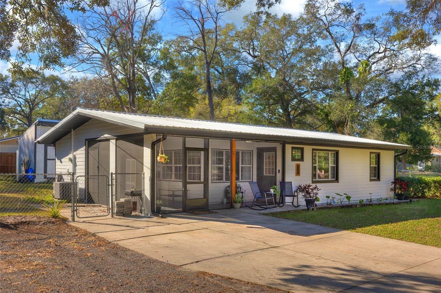 DELAND - Well maintained 2-bedroom, 2-bathroom home located just minutes from downtown DeLand on a spacious .32-acre lot. Built in 1959, this property offers a comfortable layout with 1,096 square feet of living space and 1,582 square feet total. Recent updates include a roof (2020), A/C (2019), and electric water heater (2019). When you step through the front door you will immediately notice the fresh, clean feel of the home, highlighted by abundant natural light and a thoughtful, efficient layout. The living spaces feel warm and welcoming, with neutral finishes that create a bright, move-in-ready atmosphere. The kitchen offers a functional workspace with crisp cabinetry, ample counter space, and a gas range, perfect for everyday cooking or entertaining. Both bathrooms are well maintained and feature clean, classic finishes that enhance the home’s overall modernized feel. The home is serviced by city water and a septic system that has been recently serviced. Kitchen features a gas stove supplied by a 50-gallon propane tank. Enjoy outdoor living with screened-in front and back porches added in 2024, a fully fenced backyard completed in 2025, and a storage shed added in 2024. The property also includes a 50-amp electrical hookup in the backyard, offering added flexibility for equipment or recreational use. Located 5 minutes from award-winning Downtown DeLand, shopping, dining, and Stetson University. Within 15 minutes from I4, 25 miles to numerous East Coast beaches, and 30 minutes to Orlando. Call today for your private showing. **MLS Info is intended to be correct but is not guaranteed and all information must be verified by buyers.**