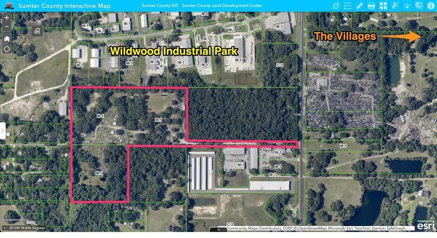 30 ACRES OF PRIME INDUSTRIAL LAND ADJACENT TO THE VILLAGES, FL!  Located directly off of US Hwy 301, just South of the Florida Turnpike, due West of The Villages, and minutes to I-75, this property is annexed into the City of Wildwood and is zoned M-1 for Industrial use.  Industrial zoning generally includes areas designated for manufacturing, processing, warehousing, and other industrial activities.  Current utilities include public water through the City of Wildwood.  As an added bonus there is a 3,000+ sqft home built in 1992 located on the property and a covered workshop  Industrial land is becoming increasingly difficult, especially 30 contiguous acres located next to one of the nation's fastest-growing developments, The Villages, FL.   Call today and set up your private showing!