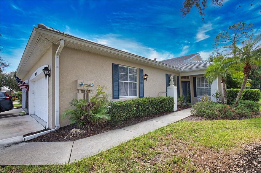 Motivated seller! Welcome to this beautifully maintained 2-bedroom, 2-bath villa with den (optional 3rd bedroom) in the highly desired St. Andrews Park of Plantation Golf & Country Club. Perfectly located on a quiet cul-de-sac, this spacious home offers serene surroundings and convenient access to the community pool directly across the street. Enjoy tranquil views of your own tropical garden and the 13th hole of the Bobcat Course, providing a peaceful and private retreat. The open floor plan features cathedral ceilings, an extended living room, split bedrooms, and a versatile bonus area off the kitchen for storage or hobbies. The large primary suite includes dual closets, southern exposure, and an en-suite bath with soaking tub, separate shower, and private commode. This partially furnished home is move-in ready with a new tile roof (2023), new water heater (2023), and AC (2018). The HOA covers exterior maintenance, roof care, lawn service, pest control, water/sewer, basic cable, and annual vent cleaning for true maintenance-free living. Enjoy multiple community pools, one just steps away, plus optional membership to Plantation Golf & Country Club offering golf, tennis, pickleball, bocce, fitness, dining, and social activities. Conveniently located near Center Road, just minutes from Wellen Park, Downtown Venice, shopping, dining, beaches, and Sarasota Memorial Hospital. Experience the best of relaxed Florida living in this inviting Venice villa!