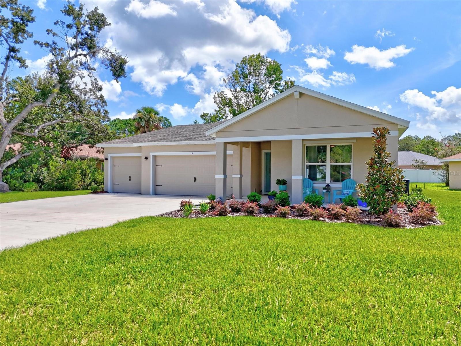 Discover the perfect blend of elegance, comfort, and private tranquility at 3 White Haven Lane. Nestled in a desirable and quiet Palm Coast neighborhood, this meticulously maintained and almost brand new residence is more than just a house—it's the Florida lifestyle you've been dreaming of. From the moment you arrive, the charming curb appeal with its manicured landscaping and welcoming entryway hints at the quality within.
Step inside to an expansive open-concept floor plan bathed in an abundance of natural light. High ceilings and a soft, neutral color palette create a bright and airy atmosphere that immediately feels like home. The spacious living room flows seamlessly into the dining area and kitchen, making it an entertainer's delight.
The heart of this home is the gourmet kitchen, designed for both function and style. It features gleaming granite countertops, a full suite of stainless steel appliances, ample custom cabinetry, and a large center island with a breakfast bar—perfect for casual morning coffee or hosting friends and family.
Escape to your personal sanctuary in the oversized primary suite. This private retreat boasts a generous walk-in closet and a spa-like ensuite bathroom complete with a dual vanity, and walk-in shower. Two additional generously-sized bedrooms and a second full bathroom provide plenty of space for family, guests, or a home office.
Located just minutes from pristine beaches, world-class golf courses, scenic walking and biking trails, and a wonderful selection of shopping and dining, this home offers unparalleled convenience.
This isn't just a property; it's your new beginning. Don't miss the opportunity to own this exceptional piece of paradise.
Schedule your private showing today and prepare to fall in love!