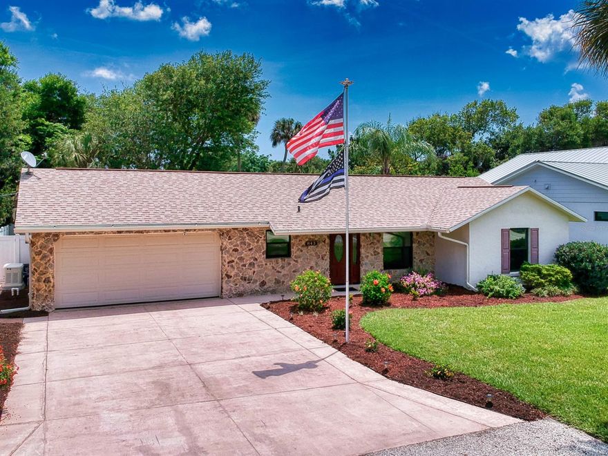 Great location... Central beach, close to everything, shops, restaurants and beach.  Along with the perfect location, this home has updated windows, new roof (2016), both bathrooms have been remodeled, new Hunter Douglas blinds, gas line to the home, whole house GENERAC generator, new AC unit, new hot water heater, new irrigation well, new front door and new garage door.  This home has all the features that make it a solid home.  Large fended in backyard with brand new vinyl fence for entertaining with mature landscaping and an outdoor shower.  Great open floor plan with tile and laminate wood flooring that also leads out to the sunny Florida room. This house has everything you need to enjoy the NSB lifestyle. ;Water: City