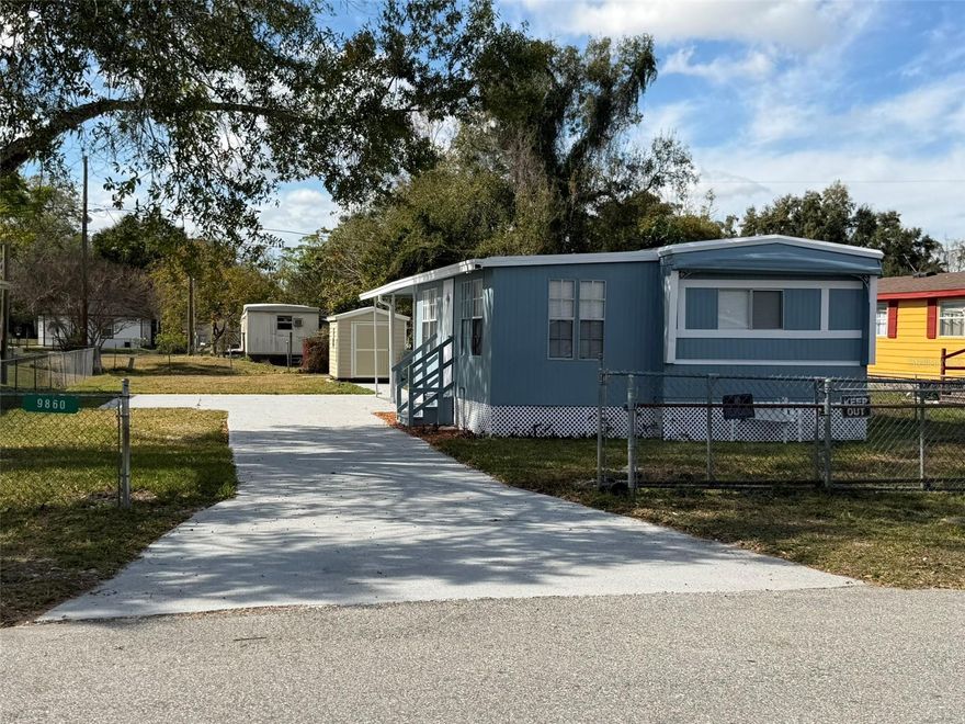 What a beautiful upgraded property! A must see!  All New Appliances including Washer and Dryer (Washer and Dryer is in Storage Garage) All New Electrical including the Elec Panel, New Plumbing, Septic has been emptied and verified via receipts, has New Insulation thru out trailer, New Paint thru out, changed out some windows to new, New Hurricane door from outside to 3rd Bdrm(3rd Bdrm has a separate entrance), also: has 90sq ft Shed and New Driveway, fits about 4 vehicles, totally fenced in yard with sliding gate; (Note: total sq footage after remodeling is about 908 sq ft.)