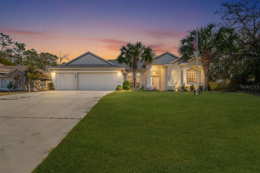 Big and beautiful! This home has room for all your needs! Smart design features formal living and dining rooms accented by graceful arched openings for that visual "wow" factor! Spacious family room allows for an amazing gathering space. Enjoy the open, inviting kitchen with an oversized island, breakfast bar, pantry, and sunny breakfast nook. Tall oak cabinetry and generous counter space make the kitchen ideal for both everyday living and entertaining. Show off your plants of collectables in the built in nooks and shelves. The owner’s suite features two walk-in closets, dual vanities, a garden tub, and a separate tiled shower. Just the spot for relaxation! All four bedrooms and three full bathrooms are conveniently located on the main level. The heartbeat of this spacious home! But wait...there's more! Upstairs, you’ll find an impressive 784-square-foot bonus room complete with walk-in closet. So much potential here! Teens retreat. Craft or sewing spot. Home theater or game room. Or maybe just the perfect spot for those visiting guests to come stay for a bit! This home has so many possibilities! Eight sliding glass doors tuck neatly away and open the family room to the covered lanai, creating seamless indoor-outdoor living. An additional slider from a guest bath provides convenient lanai access as well. Recent updates and features include a new roof (2023), dual A/C systems replaced in 2021, an electric vehicle charger, privacy fencing, security system, sprinkler system, and an indoor laundry room with utility sink and extra cabinetry. Close to the Rails to Trails and multiple parks. Minutes to the incredible Rainbow and Withlacoochee rivers for world class recreation. Set on a gently sloping homesite, this spacious and well-appointed home offers comfort, flexibility, and value. Schedule your showing today!