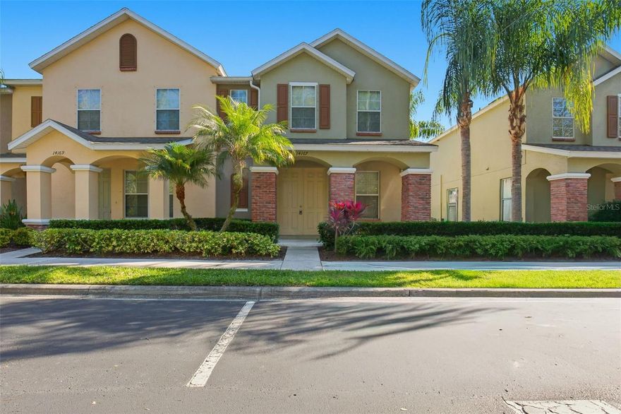 End-unit townhouse located in the Hampton Lakes at Main Street community, offering a functional two-story layout with comfortable living space. The home provides a flexible floor plan with multiple living areas and convenient separation between levels. A private outdoor courtyard area connects the residence to a detached garage, creating a defined indoor-outdoor transition. Situated within a deed-restricted neighborhood with sidewalks and community amenities, this property offers a balance of privacy, usability, and community setting.