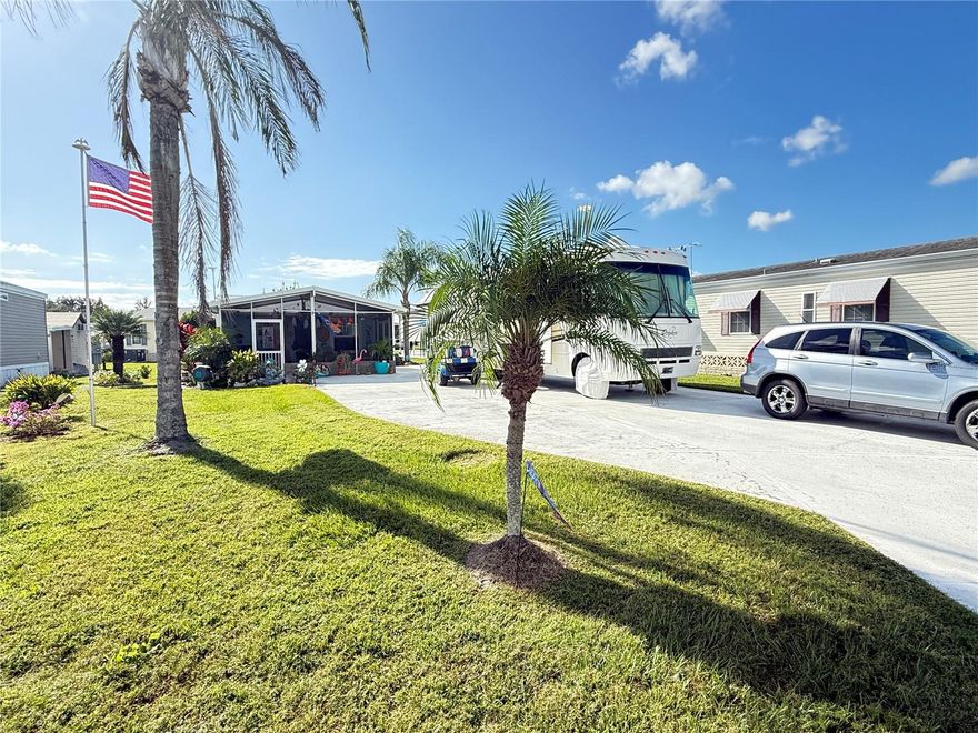 Welcome to the ultimate haven for Class A motorhome enthusiasts at this stunning resort-style lot in Phase 5 of Mount Olive Shores. This exceptional property showcases lush landscaping and a generous concrete slab, thoughtfully designed to perfectly accommodate any size Class A motorhome. Experience the convenience of full public utility hookups with 200 AMP service, meeting all your needs with ease.

Enhancing the allure of this lot, you will find a spacious, air-conditioned casita shed that features a full bathroom, washer and dryer, and a cozy living area, complemented by an extra-large attached screened-in porch—the ideal sanctuary after an exciting day of adventure. With plenty of space available, you have the opportunity to add a manufactured home and an RV port, allowing for a truly personalized living experience.

The HOA fee offers incredible value, covering trash pickup, basic lawn care, maintenance of common areas, and access to well-maintained gates, fences, and a variety of community facilities. Mount Olive Shores is more than just a community; it’s a welcoming and secure gated refuge, conveniently located just minutes from I-4 and a wealth of shopping outlets and malls. Major medical facilities, Tampa and Orlando International Airports, and the thrilling attractions of Central Florida are all less than an hour away.

As a unique, deed-restricted community specifically catering to Class A motorhomes, Mount Olive Shores provides a lifestyle unlike any other. To fully enjoy the benefits of residency, owners must either own or lease a Class A motorhome their first year of accumulated residency. Don’t miss your opportunity to become part of this dynamic and vibrant community—make it your home today!