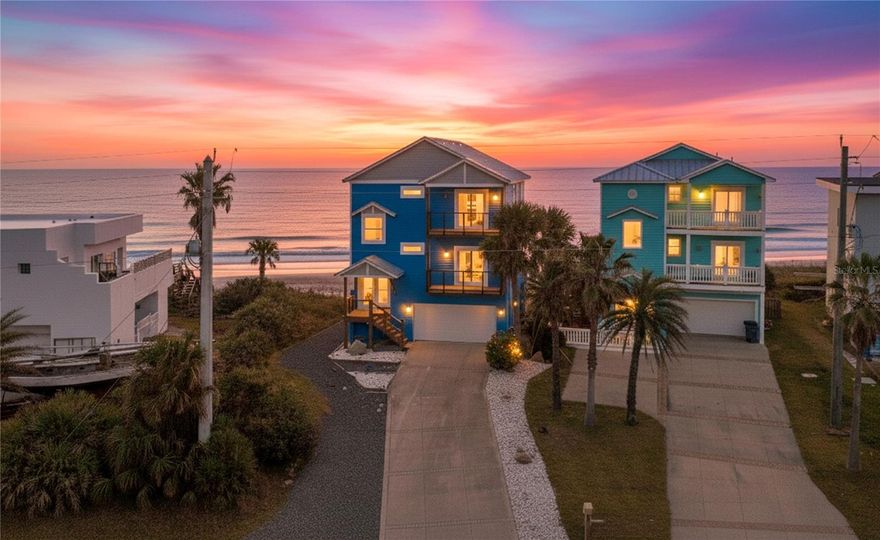 Experience true oceanfront living at 3341 N Ocean Shore Blvd, a fully updated coastal retreat crafted for comfort, style, and long-term peace of mind. Overlooking miles of pristine shoreline, this beautifully renovated home offers direct beach access and uninterrupted sunrise and sunset views from multiple levels. Every detail has been thoughtfully upgraded to enhance both the luxury and durability of coastal living.

Inside, you’ll find a bright, open layout finished with luxury vinyl plank flooring and tile throughout, creating a modern, low-maintenance interior ideal for full-time residents or rental guests. Expansive impact windows and sliders frame the ocean from nearly every angle, inviting natural light and ocean breezes into the home while providing exceptional storm protection.

Step outside onto Trex decking on every level, where you can relax, entertain, and take in the panoramic Atlantic views. The freshly painted exterior and clean coastal aesthetic create a welcoming first impression, while extensive structural upgrades ensure long-term stability and performance. Major improvements include a new metal roof (2025), new HVAC (2025), and a newer hot water heater (2022). A brand-new reinforced concrete seawall further enhances the home’s coastal resilience and protects the property for years to come.

Whether you’re seeking a serene personal retreat or a high-performing investment asset, this turnkey home checks every box. With direct beach access, modern finishes, strong mechanical systems, and unmatched ocean views, 3341 N Ocean Shore Blvd delivers the ultimate Florida oceanfront lifestyle.

All information pertaining to the property is deemed reliable, but not guaranteed. Information to be verified by the Buyer. Be advised that cameras may exist recording audio and video inside/outside the property, such as ring doorbells. Photos are digitally enhanced and could be altered, please verify.