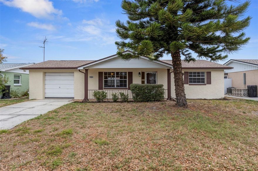 This beautiful two bedroom, two bathroom home with an oversized one car garage offers comfort, flexibility, and peace of mind in a wonderful neighborhood. Major improvements have already been completed, making this home truly move-in ready. This amazing home features a 30-year three dimensional shingle roof installed in 2023, the A/C system was replaced in 2018, new hot water heater installed in 2016, new exterior paint in February 2026, brand-new laminate flooring throughout installed in February 2026 and fresh interior paint on all walls and ceilings in February 2026. Inside, you’ll find two spacious bedrooms with cedar-lined closets, a guest bathroom with tub/shower combo, and a bright kitchen offering abundant cabinetry, a large pantry, and a convenient pass-through window to the screened porch. The versatile bonus room provides flexible space that can easily serve as a third bedroom, home office, playroom, gym, or media room. Enjoy year-round relaxation on the screened-in porch overlooking the fully fenced backyard perfect for morning coffee or unwinding in the evening. The oversized one-car garage adds exceptional value with a second full bathroom featuring a tiled step-in shower, plus washer and dryer hookups (washer and dryer included). This wonderful home is Conveniently located near dining, shopping, medical facilities, schools, parks, and entertainment. Priced to sell quickly for only  $194,900 with a quick closing possible. Make and appointment today to see this home before its sold !!