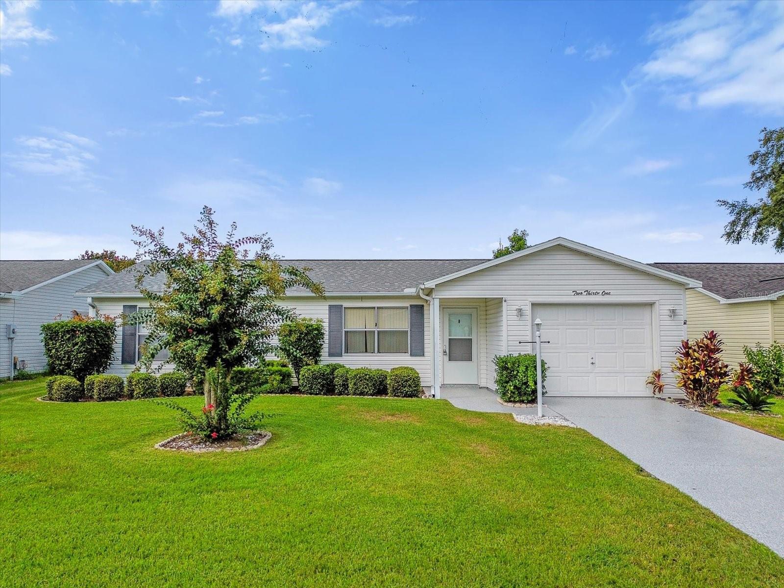 Welcome home! This charming two bedroom, two bathroom home is very conveniently located between Lake Sumter Landing and Spanish Springs. You'll be just steps away from everything that makes The Villages so special. Shopping, dining, entertainment, recreation, clubs and activities, pools, sports and golf are all right outside your door in this location. Chula Vista Recreation Center is nearby and provides an adult pool, ensuring a peaceful and relaxing visit. You'll be able to enjoy more than 3,000 clubs and activities and over 50 executive golf courses with no additional fees. Included with your monthly rental amount: trash collection, water, sewer, resident ID cards and lawn maintenance. Our home is pet free and smoke free.