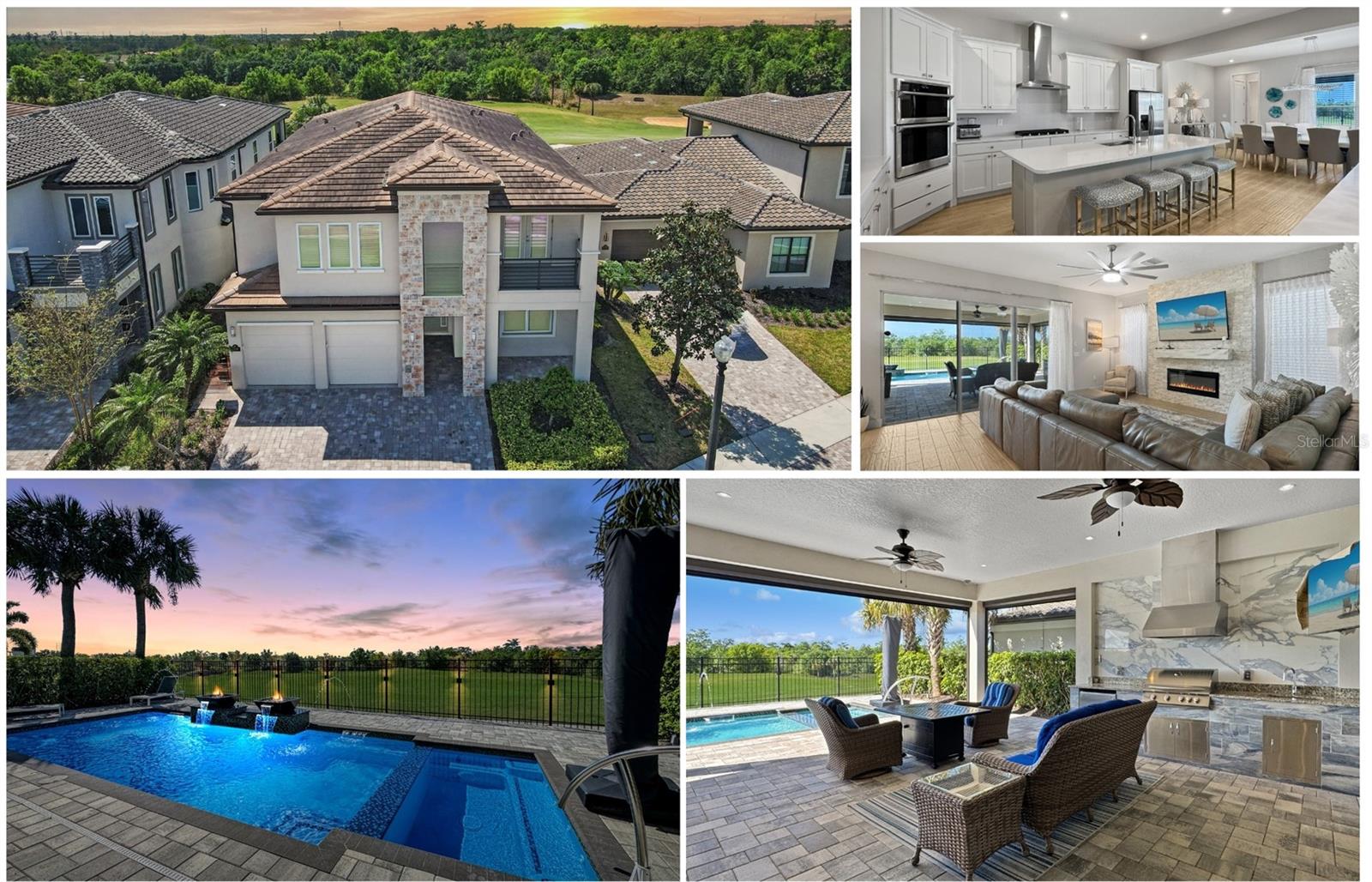 THE HIGHLY MOTIVATED SELLER IS OFFERING A SIGNIFICANT DISCOUNT FOR A SWIFT CASH CLOSING, Making This An Unparalleled Chance To Own A Luxurious, Fully Furnished Estate In The Ultra-Exclusive Bear’s Den At Reunion Resort That Was Personally Inspired By Legendary Golfer Jack Nicklaus. Constructed On A Premium South-Facing Lot With Panoramic Views Of The Jack Nicklaus Signature Golf Course, This Residence Exemplifies Resort-Style Living. Enjoy Your Private Pool With Spill Over Spa That Showcases A Exotic Double Fire Feature, State Of The Art Color Optic Lighting And A Fully Equipped Covered Summer Kitchen With Remote-Controlled Screen Enclosures That Allow For Effortless Indoor-Outdoor Entertaining.
The Estate Spans Nearly 4,600 Square Feet Of Thoughtfully Designed Living Space Featuring 6-Bedroom And 6.5 Bath. Inside, The Gourmet Kitchen Impresses With Top-Of-The-Line Stainless Steel Appliances, A Five-Burner Gas Range, Double Ovens, Solid Stone Countertops, Dual Oversized Islands, And A Spacious Dining Area That Comfortably Seats Ten. The Open-Concept Main Living Area Features A Sleek Built-In Fireplace And A Large Sectional Overlooking The Outdoor Covered Lanai. The Upstairs Florida Room Is An Entertainer’s Dream, Complete With A Wet Bar, Large Hd Tv, Sectional Seating, And A Full Wall-To-Wall Walkout Balcony Capturing Sweeping Golf Course Views. Designed With Comfort And Flexibility In Mind, The Home Offers Two Bedrooms On The Main Floor, Including Dual Master Suites (One On Each Level), With Every Bedroom Featuring A Private En-Suite Bath.
Located Just Steps From The Nicklaus Clubhouse, This Home Includes An Active Reunion Resort Membership, Unlocking Access To World-Class Amenities Such As 12 Community Pools, A State-Of-The-Art Water Park, Three Signature Golf Courses By Arnold Palmer, Tom Watson, And Jack Nicklaus, Six Clay Tennis Courts, Miniature Golf, Golf Pro Shops, And Multiple Onsite Dining Options. Just Minutes From Walt Disney World, Orlando International Airport, Universal’s New Theme Parks, Renowned Beaches, And One Of The Largest Cruise Ports In The Country—This Is Luxury Living With Unmatched Convenience For Both Family Enjoyment And Guest Appeal.