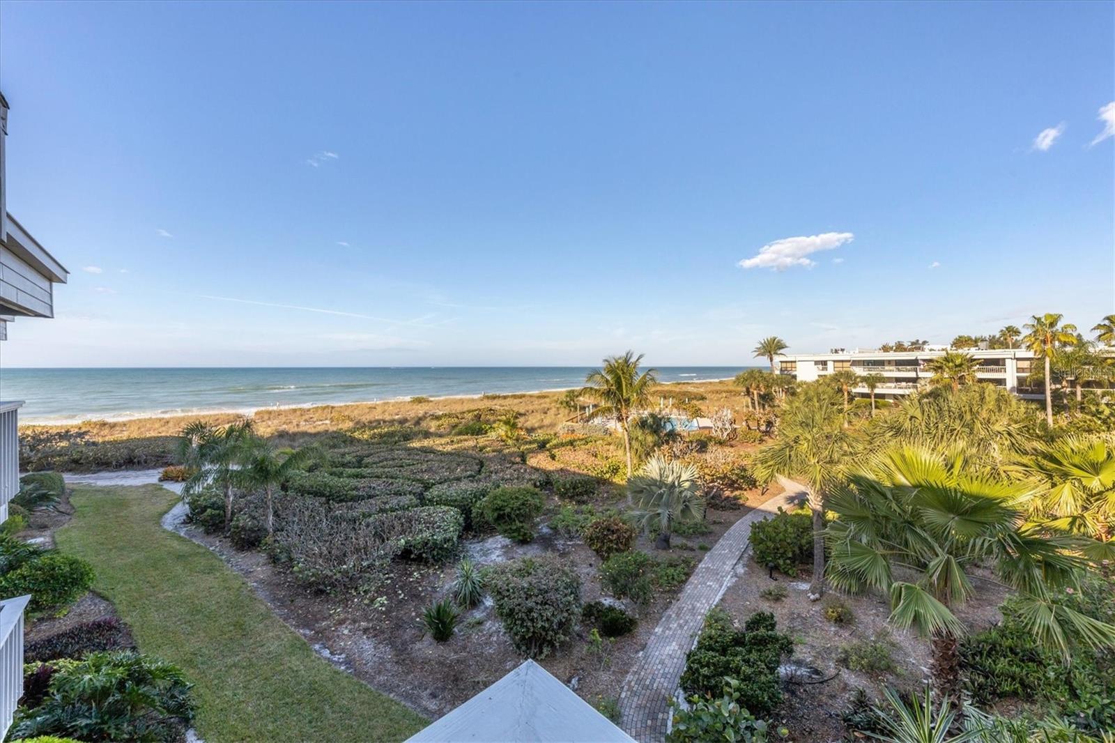 Available rental for July 15, 2025-October 2025 ONLY! 60 Day Minimum Lease. Fully remodeled and impeccably furnished with Gulf views on Longboat. Situated on the top floor, this 2 bedroom, and 2 bath residence presents coveted views of the beach and Gulf of Mexico! Take note, that the clear, Caribbean blue waters and white sand beaches are not upstaged by the finishes in this redesigned floor plan. The gathering room opens to an extended kitchen to create continuity in the main living area, perfect for entertaining. Custom imported cabinetry, with frosted glass, pantry storage and complementary hued uppers and lowers, solid surface counters and waterfall edge peninsular seating for four. Premium Kitchen-Aide appliances include a French Door refrigerator, a dishwasher, a double oven, and a cooktop. A skylight brings together natural light with LED illumination, drop and recessed lighting. Imported marble floors meet up with, porcelain tile and neutral Berber carpet throughout. Both bathrooms have been modernized with Corinthian Fossil showers, frameless glass doors, floating vanities, and Quartz countertops. The primary ensuite features a walk-in closet and a sitting area. Multiple sets of sliding glass doors access the covered, open-air balcony to enjoy our million dollar sunsets! Unwind seaside on over 500-feet of shoreline or stroll the lushly landscaped grounds, paver pathways, or enjoy the private swimming pool & spa. All lease terms shorter than 6 months are subject to 13% tourism tax.
