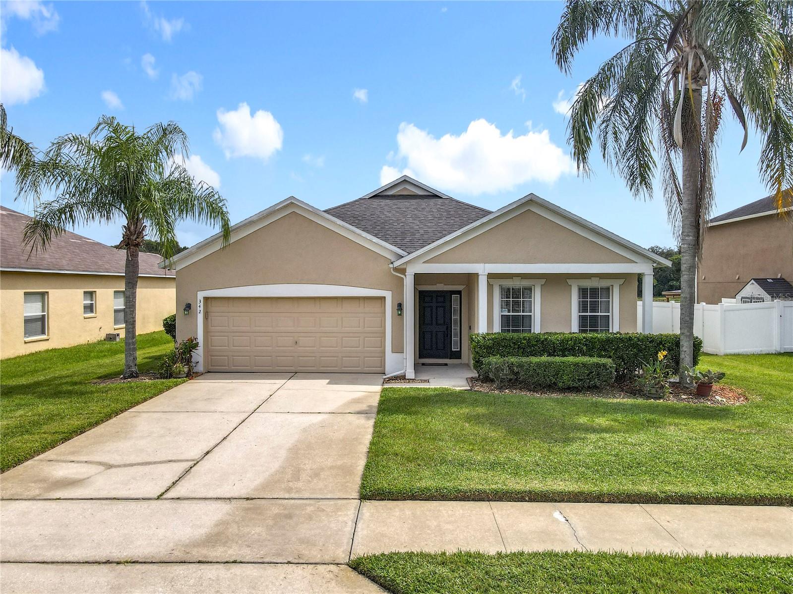 This move in ready house is ready for you! This home has an open floor plan, a large Kitchen with 42" Cherry Cabinets and Stainless-Steel appliances, an Eat in Kitchen Breakfast Nook and a separate Dining Room. The kitchen overlooks the Family Room. The Bedrooms are a split plan, and the Master Bedroom has a nice sized Master Bathroom with double sinks, a separate shower and a Walk-in Closet separate from the Master Bathroom. Ring bell system, A Covered Porch and Paver Pad for grilling while enjoying the Pond View, no rear neighbors. Newer Roof 2022, A/C 2024, Fresh Paint outside 2024. Call today to see this beautiful home and make it your own. Close the Beaches, Theme Parks, Zoo, Downtown Orlando, Freeways, Toll Roads, Trains and Buses, Sanford Airport and much more.