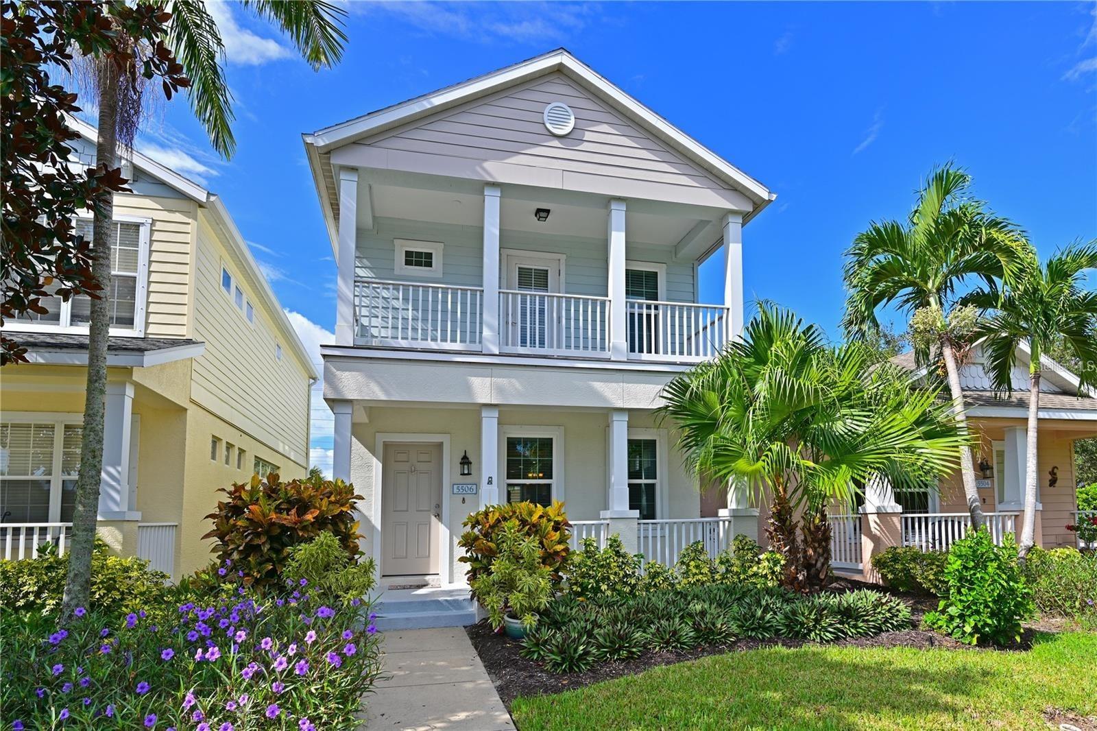 FOR RENT! Step into coastal charm with this Key West–inspired residence located in the gated, riverfront enclave of River Sound. Offering a spacious open layout, a detached two-car garage, and extra private parking, this home blends comfort with convenience. The private brick-paver courtyard is perfect for entertaining or unwinding outdoors—Florida living at its best! Inside, you’ll find a bright, neutral palette, abundant kitchen counter space with a center island, a pantry, bar seating, and GE Profile appliances. Recessed lighting, hard-surface countertops throughout, and tile flooring on the main level and in all bathrooms add to the home’s appeal. Hurricane shutters provide peace of mind. The primary suite offers dual sinks, a walk-in shower, a roomy walk-in closet, and a spacious Key West–style balcony overlooking lush, manicured landscaping—perfect for sunrise coffee or watching the sunset. Two additional bedrooms share a functional Jack-and-Jill bath with a tub/shower combination. Community perks include a resort-style heated pool and spa, two dog parks, playgrounds, gazebos, walking trails, sidewalks on both sides of the streets, and a residents-only fishing pier on the Braden River. Ideally situated near I-75, UTC Mall, local beaches, shopping, dining, and everything Sarasota and Bradenton have to offer, this well-maintained community makes every day feel like a getaway.
