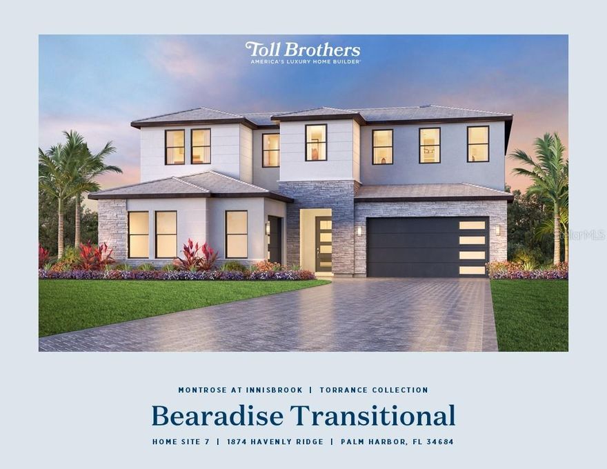 Under Construction. Experience elevated living in the exclusive Montrose at Innisbrook with the newly released Bearadise model - a quick move-in home showcasing designer-appointed finishes and impeccable craftsmanship throughout. This spacious residence features 5 bedrooms, 4 bathrooms, a versatile loft, and a 3-car garage, offering the perfect blend of comfort, style, and functionality. The open-concept layout is thoughtfully designed for both everyday living and effortless entertaining. Outdoors, the home is fully pre-plumbed for a private pool and outdoor kitchen, allowing you to seamlessly create the resort-style retreat of your dreams - just ask us how we can bring it to life for you. Located within the gates of Innisbrook Resort, residents enjoy an unparalleled lifestyle with access to 6 sparkling pools, 4 championship golf courses, 4 on-site restaurants, a luxury spa, tennis and racquetball courts, and so much more. Schedule your private appointment today to tour this exceptional homesite and experience luxury living at its finest.