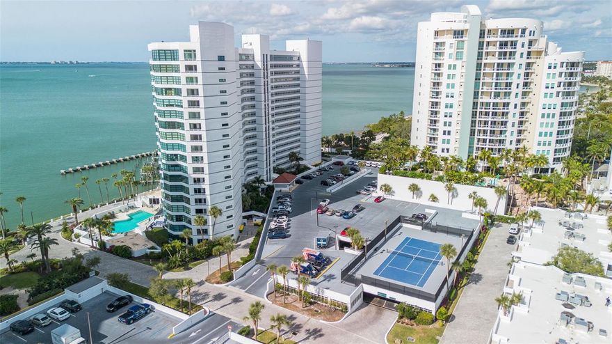 MILLION DOLLAR VIEWS from this annual unfurnished rental in the most prestigious building in SRQ! Located on the 17th floor, it is a 2 bedroom and 2 bathroom unit with sweeping Siesta Key to Longboat Key vistas of Sarasota Bay!  Everything is so close! Live theaters, The Symphony, The Ballet, The Opera, Art Galleries, boutique shopping and the very best restaurants. Updated kitchen and cabinetry with modern appliances!  Hurricane-resistant lanai doors provide peace of mind to enjoy your private lanai! MANY amenities are available: Multiple waterfront pools, Tennis Courts, Pickleball Courts, Exercise Facilities, EV Vehicle Chargers, Sauna Rooms, Kayak racks and lifts, Boat Docks with Lifts allowed, Social Rooms for Gatherings! Included with your rent is Cable TV with HBO, High Speed Internet, Covered Parking, storage unit, Nighttime security! Enjoy all that Condo on the Bay offers, these water front high rise units are rarely available for rent and you will be working with a local property manager! TO view all photos and a detailed floor plan please go to https://bird-solutions.aryeo.com/sites/aeegvbr/unbranded.