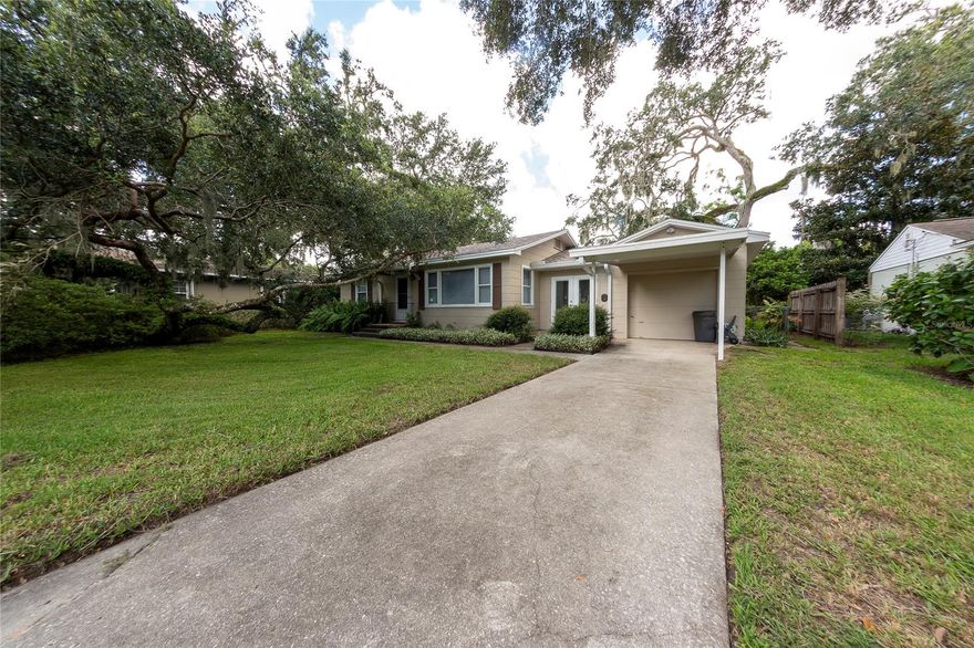 Situated in the heart of New Smyrna Beach, you'll relish the convenience of being just a stone's throw away from the glistening shoreline. This delightful 2-bedroom, 1-bathroom home is a true gem. Built in 1953 and thoughtfully updated, this charming property exudes character and warmth. The well-designed layout offers 1035 square feet of comfortable living space, making it the perfect home for those seeking a cozy and manageable abode. Natural light dances through the windows, filling every corner with a bright and airy ambiance. Discover the joy of outdoor living in the generously sized backyard. Whether you're hosting a BBQ with friends, gardening, or simply relaxing under the Florida sun, this outdoor space offers endless possibilities. A highlight in the front of the property is the majestic neighboring oak tree. Its sprawling canopy provides ample shade, making it the ideal spot to unwind with a book or chat with neighbors as the gentle breeze rustles the leaves.

 The roof was replaced in 2019, ensuring years of worry-free living, and the AC was upgraded in 2020, providing optimal comfort during warm Florida days. The plumbing and electrical systems have been redone, you can rest easy knowing that this home is equipped with the modern infrastructure needed for seamless living. ;Water: City