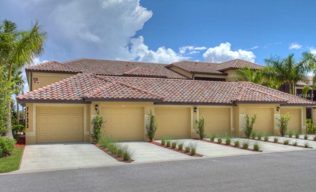 River Strand with amazing lake and golf course views! Enjoy every aspect of Florida living in this ideal resort style gated community! Features 2 bedrooms, 2 bathrooms, plus a den with doors, front lanai and back lanai screen and a 1 car garage. Primary bedroom has a queen sized bed, flat screen TV, walk-in closet, en suite bathroom with double sink. 2nd bedroom has 2 twin size beds. Den with doors set up with a queen sized bed for extra visitors. Family room with flat screen TV, comfortable couch, opens to back lanai with breathtaking views of lake and golf course. Open floor plan with kitchen, dining room, living room and breakfast nook. Living room and breakfast nook both have expansive views of the golf course and lake. Relax on the lanai and watch all kind of birds or check the players and see who make it to the green without falling in the sand trap. Kitchen has breakfast nook on one side, formal dining on other side and more amazing views. Full membership transfers which includes a 27 holes of championship golf (does not include greens fees and cart fees), 8 hard-tru lighted tennis courts, resort style pools, spa, fitness center, two restaurants and more. Unbelievable unit...Luxury living at it best!!!! Short term bookings only.