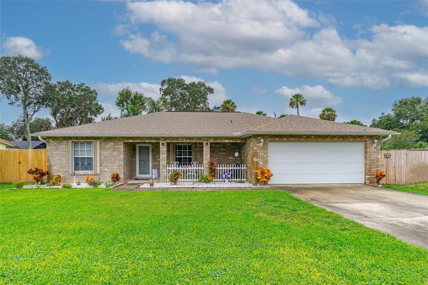 STUNNING FLORIDA CONCRETE BLOCK RANCH HOME WITH UTMOST CURB APPEAL. NO HOA AND A LARGE YARD TO PARK YOUR BOAT OR RV. THIS HOME IS DESIGNED WITH MANY SOUGHT-AFTER FEATURES; OPEN FLOOR PLAN, SPLIT BEDROOMS, KITCHEN PANTRY, INSIDE LAUNDRY, AS WELL AS ENERGY SAVING SOLAR POWER FOR LOW LOW UTILITY BILLS. THE LARGE KITCHEN HAS A CONVENIENT BREAKFAST BAR, PLENTY OF COUNTER SPACE AND MATCHING APPLIANCES. THE OPEN FLOOR PLAN MAKES IT EASY TO VISIT WITH FAMILY OR GUESTS FROM THE KITCHEN, DINING AREA OR LIVING ROOM. THE LIVING ROOM OPENS TO THE LARGE SCREENED PORCH WITH VIEWS OF THE TROPICAL AND FENCED IN BACK YARD WITH PLENTY OF ROOM FOR A POOL. LOTS OF TILE THROUGHOUT THE HOME FOR MAINTENANCE EASY LIVING. MASTER BEDROOM HAS A WALK-IN CLOSET AND EN-SUITE BATH WITH LARGE VANITY AND SHOWER. YOU WILL LOVE THE INSIDE LAUNDRY THAT LEADS TO THE SPACIOUS TWO CAR GARAGE. ROOF 2019, HVAC 2022, AND WATER HEATER 2023. CLOSE TO SHOPPING, DINING, PARKS, BOAT LAUNCH, AND ONLY MINUTES TO THE BEACH. QUICK ACCESS TO I-95. DON’T MISS THIS BEAUTY THAT YOU CAN CALL YOUR NEW HOME. ;Water: City