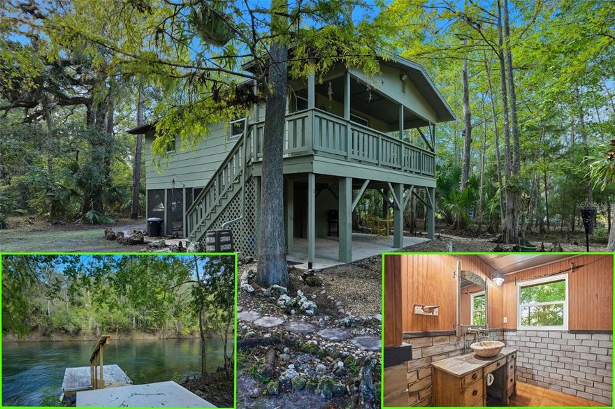 Cozy Riverfront Retreat!! Remodeled!! Modern Rustic Charm on the Withlacoochee River!!  Welcome to your dream waterfront escape—a beautifully remodeled 1 bed, 1 bath cabin nestled on a half-acre with 120 feet of canal water frontage leading directly to the majestic Withlacoochee River. Whether you're searching for an income-producing short-term rental investment, a peaceful weekend getaway, or a full-time residence that embraces the simple river life, this gem has it all!  New windows! New Stainless Steel Applainces!!

Live the River Life: Step outside and experience nature’s playground—fish from your private dock, launch your kayak, canoe, or boat, and explore miles of winding river right from your backyard. This is Florida living at its best.

Rustic Meets Refined: Set on a quiet ½ acre lot on a paved road, this modern rustic cabin offers a warm, inviting atmosphere with a real wood-burning stone fireplace that easily heats the entire home. The open-concept floorplan makes the space feel light, bright, and more spacious than you’d expect—perfect for relaxing or entertaining.

Kitchen Goals & A Bathroom You’ll Love: Enjoy a remodeled kitchen with thoughtful updates throughout. But the showstopper? The bathroom is a stunner—creatively designed with high-end finishes that elevate this cabin to something truly special.

No HOA, so bring your boat, camper, pets—even all three! The elevated structure ensures peace of mind with zero worry about flooding in the living space.  Don’t miss the downstairs screened-in sitting area—an ideal spot for morning coffee, afternoon naps, or sunset cocktails.

Affordable Waterfront Living! This is your rare chance to own affordable waterfront property with endless possibilities—generate income, escape for the weekend, or stay forever.

Don’t wait—cabins like this don’t stay on the market for long. Come experience the River lifestyle before it’s gone!