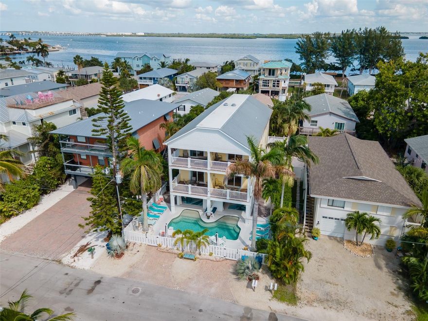 MULTI-FAMILY - MOTIVATED SELLER DUPLEX UNITS A & B FOR SALE BOTH FOR ONLY $2,700,000 in BRADENTON BEACH----Turnkey - Each unit has 3 bedrooms and 2.5 baths! This vacation rental has bookings in place through 2024 and has a strong rental history. 2023 Gross income $313,326. Look no further as this is one of the best values on Anna Maria Island. Built in 2009 updated with 2 beautiful kitchens, stainless steel appliances, wood cabinets, Corian counter tops, open floor plan, all living has wood floors, crown molding throughout and 2 covered porches on each side. Off the kitchens is the indoor laundry rooms with washer and dryers. Then out the backdoor onto the rear deck, an additional entrance handy to the parking area. The main bedrooms have elegant Tommy Bahama furniture, and a comfortable king-size bed, with its private deck with two chaise lounges. The master bath has a large whirlpool style tub. Located on the ground level is a large Florida Room next to a handy kitchenette and grill. Each shares a large saltwater pool with separate outdoor showers. Covered patios, storage, and great outdoor spaces for entertaining. A/C systems installed 3/19. Tankless water heater installed 3/20, metal roof, patio doors are hurricane rated, as well as all the windows. This duplex is within a block and half of Palma Sola Bay, and one block from the gulf. There is a park just around the corner and trolley stops close for convenience to view the island. If desired, the property could be converted for single-family use, or you could live on one side while generating income from the other!