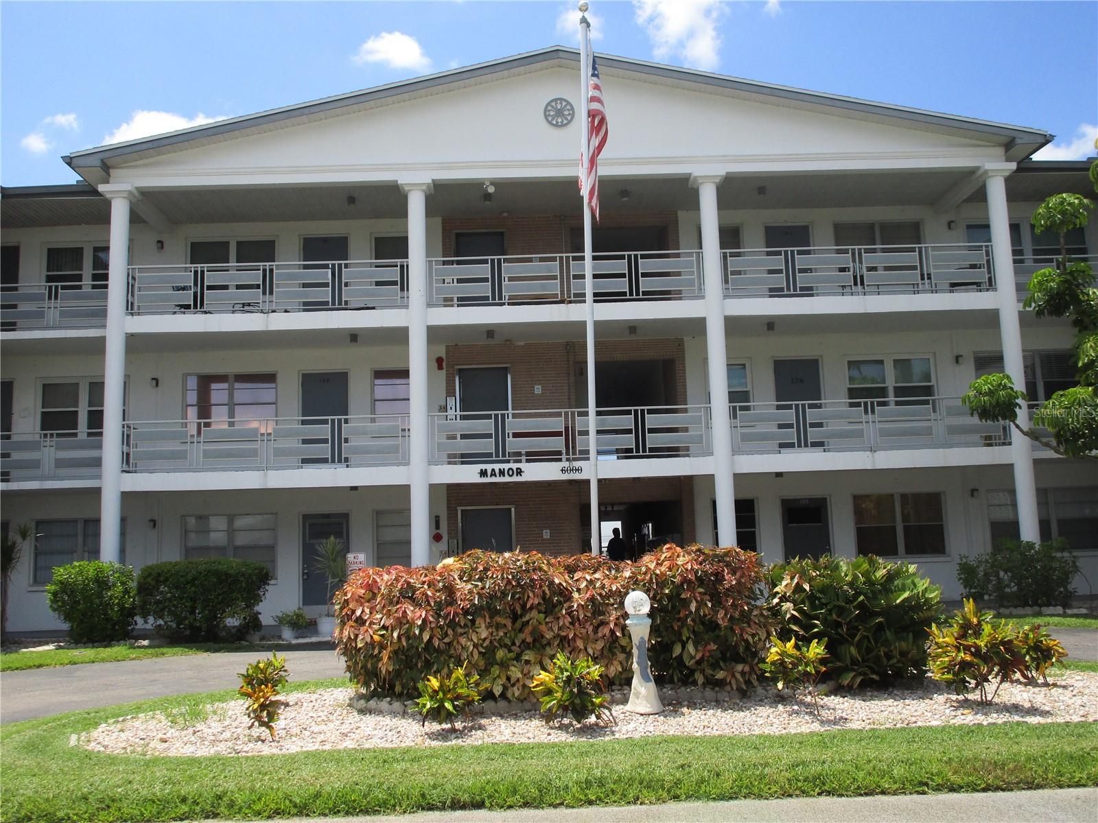 St. Pete's Best Kept Secret! Really Nice 1BR/1Bth 2nd Floor Condominium in "MANOR" Building. Beautifully maintained with pride of ownership. Laminate and tile flooring! Fully applianced kitchen. HVAC 2008 years old. Spacious Florida Room with newer windows. Assigned parking right out back. Front entry has beautiful gardens for your relaxing enjoyment. Monthly maintenance fee of $471.00 includes gas, water & sewer, cable, trash removal, exterior maintenance, management, security & insurance. Extremely affordable living! This community has it all. Heated swimming pool, recreation center and owners meeting room. Shuffleboard, weekly bingo, card games, friendship club and dancing. Holiday dinners with entertainment. Exercise classes designed for seniors including Zumba and Yoga. This is a full-service active community. Very affordable and very well maintained. Pets allowed with appropriate documentation. No leasing! 55+