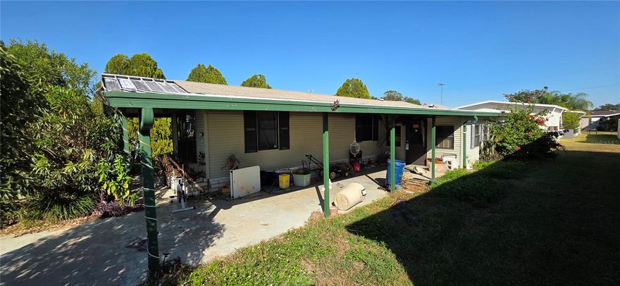 Fire-Damaged Property presents a unique opportunity for cash Buyers willing to take on a significant project. The House suffered extensive fire damage primarily concentrated in the main bedroom, kitchen and roof structure, significant smoke damage throughout. Home requires a complete gut renovation and reconstruction or teardown. Prime lot and location would be perfect for your new dream home and is just a short golf cart ride or walk to swimming pools, club houses, & park amenities. Located within Betmar Acres, one of central Florida's most highly sought after 55+ communities where you own your land. If you are looking for active and friendly community Betmar acres should be at the top of your list. With ample park amenities including bingo, dances, indoor shuffleboard, two swimming pools, two hot tubs, organized monthly activities, three nine-hole golf courses, miniature golf, park library, horseshoes, cornhole, pickleball, tennis, bocci ball, basketball court, gazebos, fenced pet play area & walking paths. This community has it all