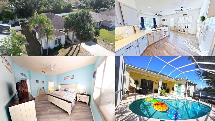 Stunning 3-bedroom, 2-bath pool home loaded with luxury upgrades. Step through elegant front doors into a spacious entry hallway with high ceilings and an open, airy feel. The updated gourmet kitchen features quartz countertops, breakfast bar, and modern finishes, perfect for entertaining. Plantation shutters throughout add timeless elegance. Both bathrooms feature upgraded quartz, and the primary bathroom offers a spa-like retreat. The master bedroom opens directly to the pool area, creating seamless indoor-outdoor Florida living. Hurricane screens on all windows provide peace of mind. Additional highlights include luxury vinyl flooring, irrigation system, and a Tesla charger in the garage. Enjoy your private pool and outdoor space, all conveniently located near beaches, shopping, dining, and downtown Venice. Don't miss the 3D Video.