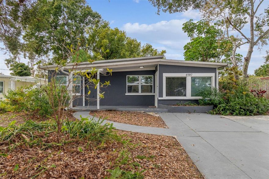 Welcome to this beautifully updated and thoughtfully redesigned home in the heart of South Tampa. This Mid-Century Modern gem combines timeless architectural character with contemporary finishes that stayed high and dry during 2024.
Step inside to a bright and open floor plan-the updated kitchen features stainless steel appliances, a breakfast bar, updated cabinets, and plenty of storage and counter space.  It opens to a large living and dining area that is perfect for everyday living and entertaining.
The spacious primary suite complemented by a fully remodeled en-suite bath with a double vanity and step in shower. All bedrooms are generously sized with ample closet space. Newer luxury vinyl flooring, fresh paint, updated light fixtures, and modern finishes complete this fantastic home.
The fenced backyard with a patio is ideal for year-round entertaining, plus there’s an oversized storage shed for extra space. 
Notable upgrades include a newer roof and HVAC system making this home move-in ready and offering peace of mind. Walk to Foster Park, Anderson Elementary, or Adum K-8 Magnet School.  Home did not experience any flooding in hurricanes Helene or Milton.