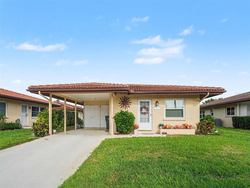 One or more photo(s) has been virtually staged. Welcome to the highly desirable 55+ community of Cambridge Village! This beautifully maintained 2-bedroom, 2-bathroom home offers comfort, convenience, and a relaxed Florida lifestyle.Enjoy peace of mind with new windows and doors installed in 2018. The bright, inviting kitchen provides ample storage, while the thoughtfully designed split-bedroom layout ensures privacy for both residents and guests.The spacious primary suite features a walk-in closet and a private en-suite bath. Unwind in the Florida room or step outside to your private patio—perfect for morning coffee or entertaining friends.Out back, enjoy serene water views where you can often spot birds and ducks, creating a peaceful, nature-filled setting right in your own backyard.With HOA-covered lawn care, you’ll enjoy truly low-maintenance living. Cambridge Village also offers a vibrant lifestyle with amenities including a clubhouse, heated pool, shuffleboard courts, and a full calendar of social events.Don’t miss this opportunity to enjoy easy living in a welcoming, active community!