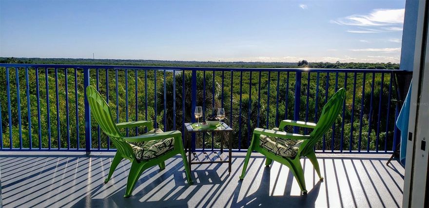 You must see the estuary and water views from this balcony! The sunsets are stunning! This perfectly maintained, FURNISHED 2 bedroom, 2 bathroom condo is located on the 4th floor of building 10 and is just steps to the two clubhouses and pools! As you enter, you will find a tiled entrance which takes you to the guest bedroom and bathroom perfectly situated for your guest or family’s comfort. And look at the walk-in closet in the guest bedroom! The kitchen boasts plenty of cabinets and countertop space, as well as a beautiful view of the estuary right from the kitchen sink. There’s also a breakfast bar for extra seating. Laundry room sits just off the kitchen and has extra storage shelves. The living area has beautiful vinyl plank flooring and sliding glass doors leading to balcony. The master bedroom is oversized with sliding door access to the balcony, and a large walk-in closet! The master bathroom boasts double vanities, a jetted tub, large shower and plenty of room for getting ready for a day of exploring New Smyrna Beach! Wi-Fi controlled thermostat! Don’t forget to see the private storage closet on the same floor great for storing holiday items, beach chairs and pool toys! Ocean Walk offers 2 clubhouses (one just recently remodeled), 2 pools, spa, 3 fitness rooms, a sauna, media room, tennis courts and shuffleboard. There’s also a wood walkway that wraps around the natural preserve. Deeded access to the ocean too! ;LocationDescription: Condo ;Water: City