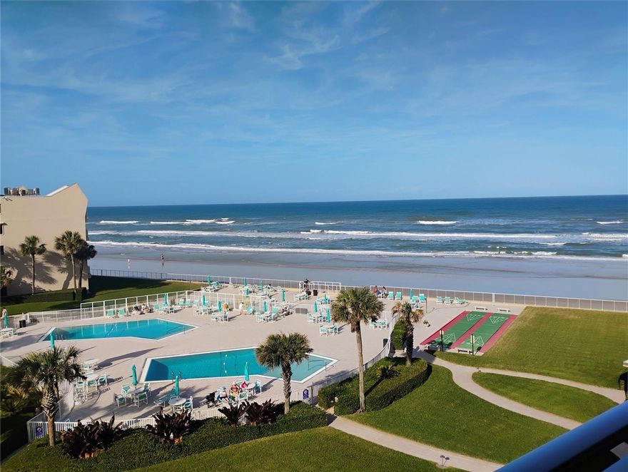 Enjoy your new lifestyle at the top floor at Errol by the Sea!  Enjoy magnificent ocean views, two pools, tennis courts, and a no drive beach!  Office has murphy bed, so could be 2 bedroom!