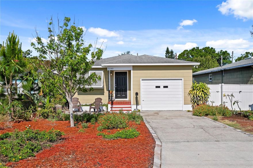 Welcome to this charming and move-in ready St. Petersburg home offering 2 bedrooms, 1 bathroom, and a 1-car garage. Warm wood floors run throughout the home, creating a timeless and inviting feel from the moment you step inside. The layout begins with a spacious living room that provides plenty of room to relax or entertain. Just beyond, you’ll find the primary bedroom, while the nicely renovated kitchen sits to the right of the living area, featuring updated finishes and a functional layout. Tucked behind the kitchen is the second bedroom, offering privacy and flexibility for guests, a home office, or additional living space. With its thoughtful layout, tasteful updates, and cozy charm, this home is a wonderful opportunity to enjoy comfortable living in St. Petersburg.