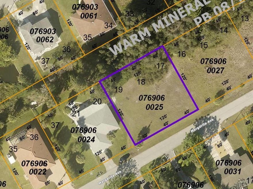 This extra large Residential Lot sits in a quiet neighborhood in Warm Mineral Springs  NOT IN A FLOOD ZONE or HOA.  Excellent location, peaceful neighborhood, minutes from I-75 & Tamiami Trail!  Convenient to Florida’s best beaches, golfing, public boat ramps, marinas, shopping, physicians, water park, Atlanta Braves Practice Stadium, Tampa Bay Rays Practice Stadium, Historic Riverfront Downtown Punta Gorda & Fishermen’s Village, and a short drive to Venice, Sarasota, and Boca Grande, etc.  All information deemed reliable, but not guaranteed; buyer to confirm all.