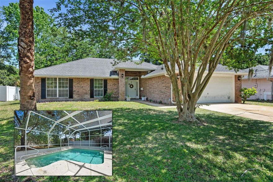 Welcome home! This 1,800+ square foot four-bedroom split-plan pool home offers incredible value and opportunity in Palm Coast’s Pine Lakes subdivision!
Step inside to find a true foyer. Notice the fresh paint throughout and brand-new LVP flooring (installed just last month) with complementing tile throughout the home (no carpet!). The bright floor plan flows seamlessly from the kitchen, with breakfast bar, to the dining room with pool views, into the sunny living area complete with fireplace and pool access. Such an inviting space for everyday living and entertaining that spills out onto the oversized pool deck and fully fenced yard.
The oversized primary suite features glistening pool views with room for a sitting area, plus a walk-in shower, soaking tub, and generous walk-in closet space. The thoughtful split-plan design places the second bathroom and remaining bedrooms on the opposite side of the home for added privacy, a formal indoor laundry room, and convenience.
The first guest bedroom offers flexible space—perfect as a den, office, or guest room. Conveniently located off the main living area, this space is designed to work for your lifestyle.
Outside, you’ll love the fully fenced backyard and large pool deck—a blank canvas ready for your personal touch and outdoor vision. Mature trees and landscaping pepper the property and are ready to become part of your vision.
Priced to sell, this is currently the most competitively priced pool home in the neighborhood, offering smart buyers an excellent opportunity to move in now and create their dream home. The clean, neutral palette is ready for you to add your style and make it yours! Roof-2017