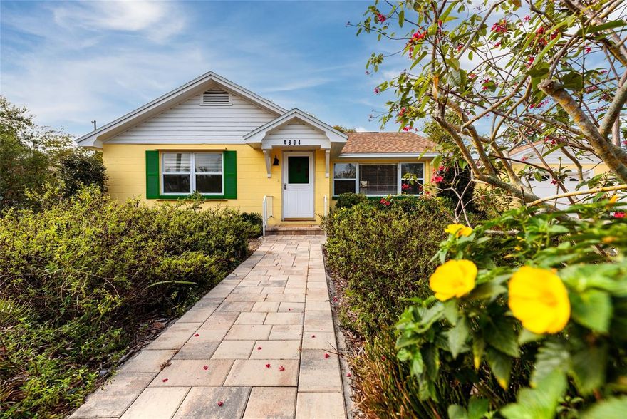 Dreams come true in Gulfport. Cut loose from the hustle of the city. Live near the water in this gorgeous 3 bed, 2 bath solid block home. From the moment you pull into the brick paved driveway you can feel the care that has been placed into regular maintenance here. The lot is landscaped for privacy and comfort. The landscaping features plants complimentary to Florida’s ecosystem. The backyard has a patio deck and luscious palms to shade you on relaxing sunny days. The interior has been freshly painted throughout and other updates include wood grain tile flooring, electric water heater, and electric outlet repositioning. Kitchen cabinets are all Kraftmaid brand, some with slide out trays, corner tier cart in cabinet by the range for accessible storage. The dark gray base cabinets are new 2025, upper cabinets are finished in natural wood. New stainless steel kitchen appliances. Full roof replacement 2025. Hurricane Shutters, storm windows. AC system is central in the main part, plus 2 ductless mini split units in the back part, of the house. Just 4 blocks to Downtown Gulfport, situated between the Gulfport Beach Recreation Area and Clam Bayou Nature Park, under 5 miles to St Pete Beach. Close to the Gulfport Municipal Marina. Adjacent to the Skyway District and South Pasadena. Great location!