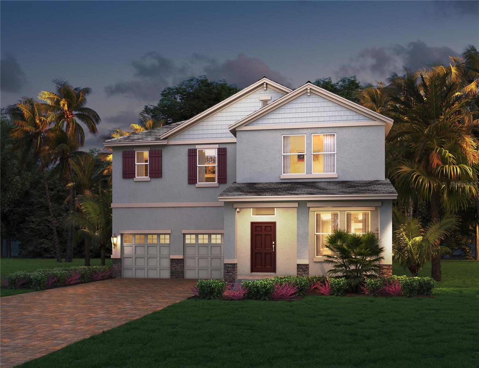 Under Construction. Waterleigh presents the Seacliff. This two-story all concrete block construction single-family home features 4 bedrooms and 3.5 bathrooms optimizing living space with an open concept feel. A beautiful porch welcomes you to this home, as you enter the foyer, you are greeted with a formal dining room. Go down the hallway and you’ll find a powder room and laundry room tucked behind the stairwell leading up to the second floor. The well-appointed gourmet kitchen overlooks the casual dining area, family room and outdoor lanai. This home features a spacious kitchen island with built in sink and dishwasher to optimize counter space, and a walk-in pantry for extra storage. All homes in this community will have stainless steel appliances, making cooking a piece of cake. Bedroom one is located off the living space in the back of the home for privacy. The bedroom one bathroom impresses with separate vanities, shower/tub space, toilet room with privacy door as well as a spacious walk in closet. As we head upstairs, you are greeted with a loft area and all three bedrooms. Two bedrooms share a upstairs bathroom with double bowl vanity while the additional bedroom is complete with ensuite bathroom. Like all homes in Waterleigh, the Seacliff includes a Home is Connected smart home technology package which allows you to control your home with your smart device while near or away.
*Photos are of similar model but not that of exact house. Pictures, photographs, colors, features, and sizes are for illustration purposes only and will vary from the homes as built. Home and community information including pricing, included features, terms, availability and amenities are subject to change and prior sale at any time without notice or obligation. Please note that no representations or warranties are made regarding school districts or school assignments; you should conduct your own investigation regarding current and future schools and school boundaries.*